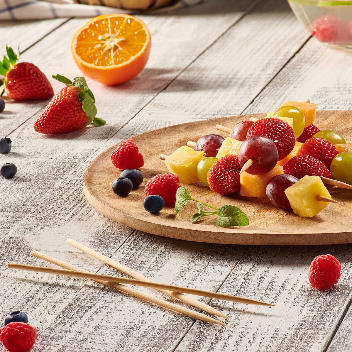 [100 Count] 8 Inch Bamboo Wooden Skewers For Shish Kabob  Grilling  Fruits  Appetizers  and Cocktails