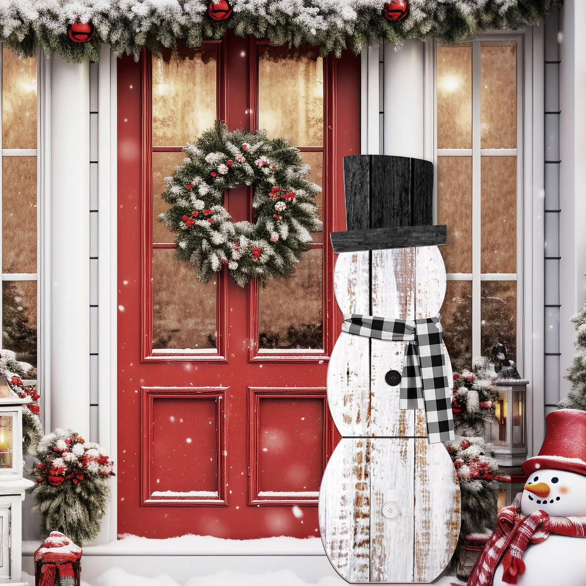 Memorywuu Christmas Porch Sign Christmas Snowman Nutcracker Porch Deco ...