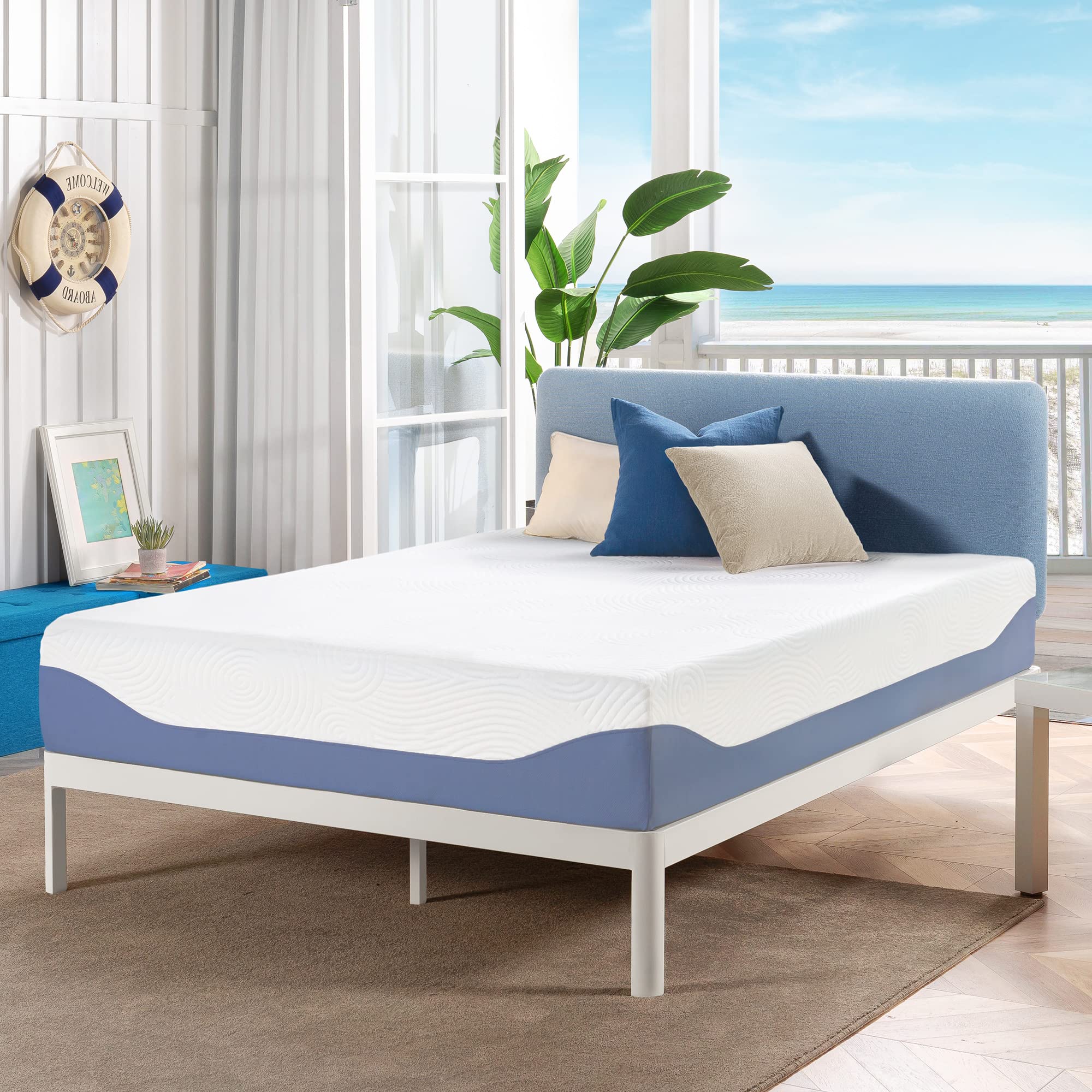 Mellow 12 Inch Cooling Gel-Infused Memory Foam Bed Mattress, Medium Firm Sleep And Breathable Fabric Cover, King, Mattress In A