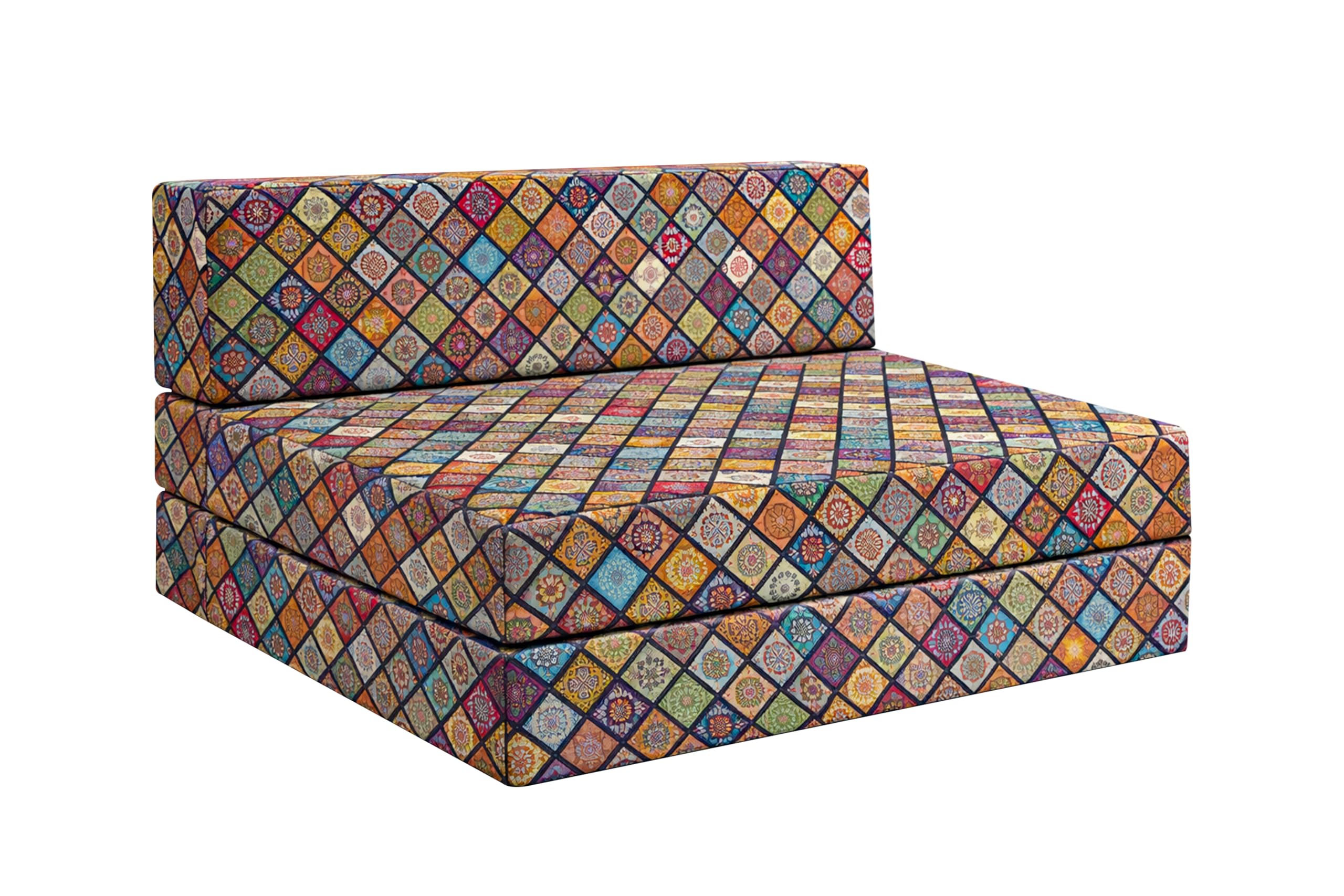 Rosebell Foldable Printed 2  Seater Sofa Cum Bed, Sofa Bed 4 X 6 Feet, Washable Cover Perfect For Living Room & Office, Guest 