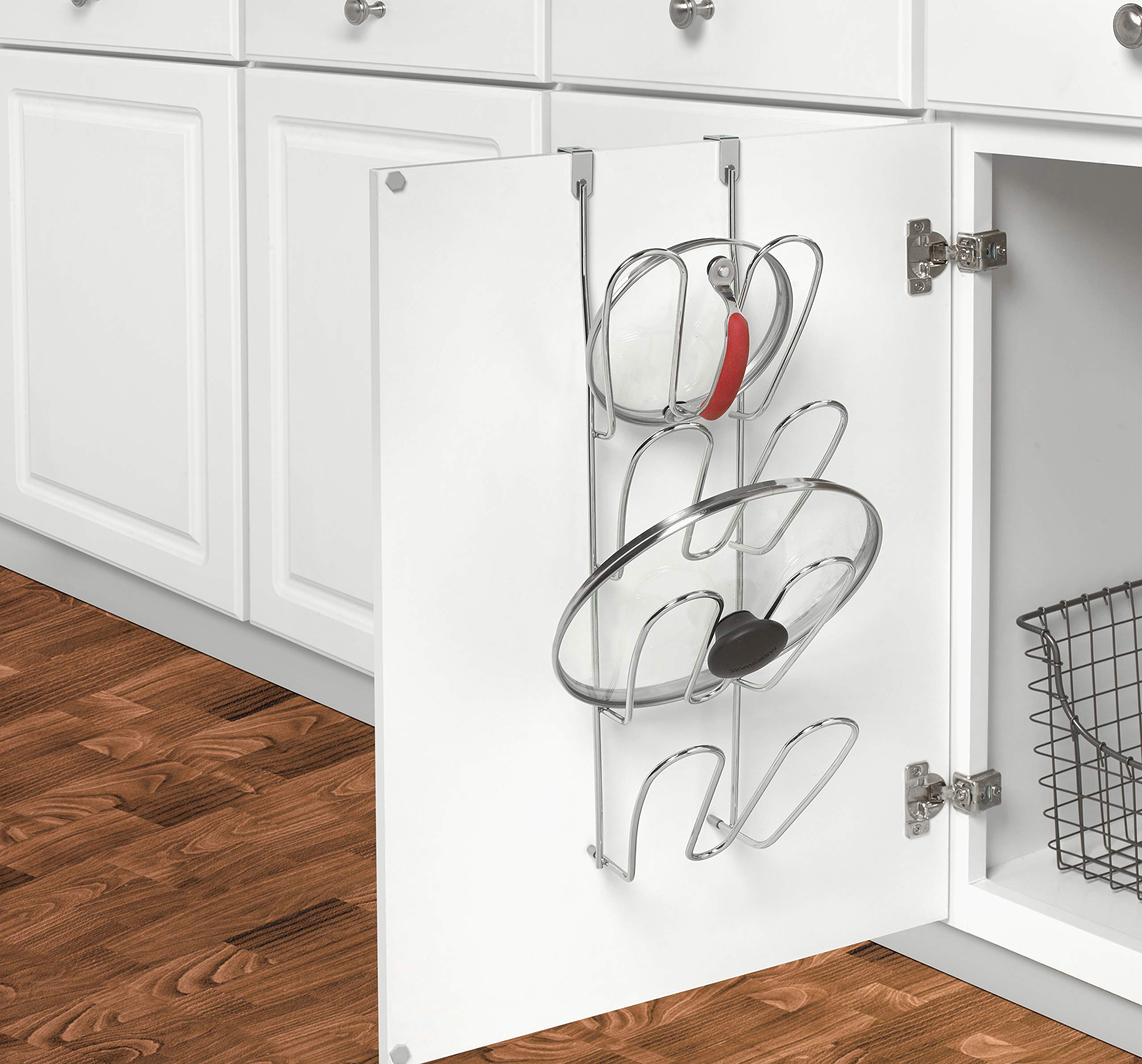 Spectrum Metal Bloom Over The Cabinet Lid Organizer (Chrome) - Storage For Kitchen, Cabinet, Pantry, & Under Sink Organization