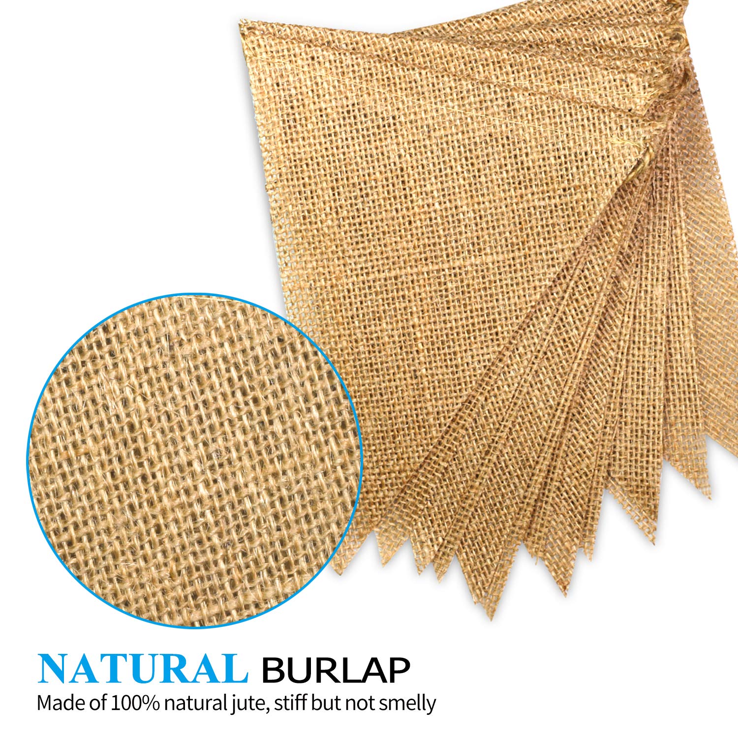 Novelty Place 15Pcs Burlap Banner - 14 Ft Triangle Flag - Diy Hand Painted Home Decorations For Holiday, Birthday, Wedding, Grad