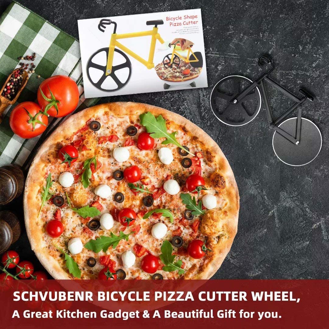 Schvubenr Bicycle Pizza Cutter Wheel - Gifts For Cyclists Men - Housewarming Christmas Gift - Bike Pizza Cutter - Funny Kitchen