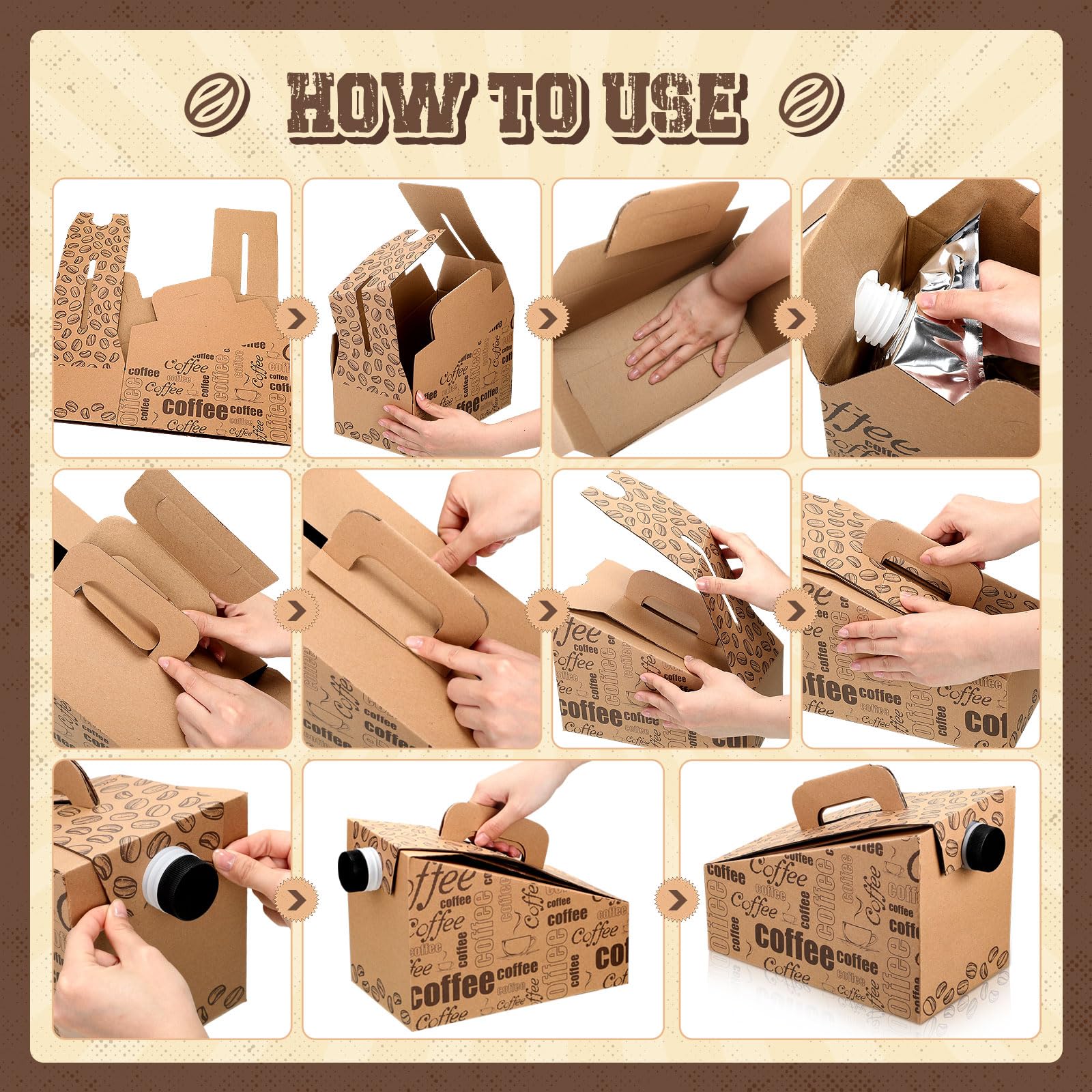 Resholder 30 Pack Coffee Boxes For Catering Coffee To Go Container Disposable Coffee Dispenser Insulated 96/135Oz Coffee Box Por