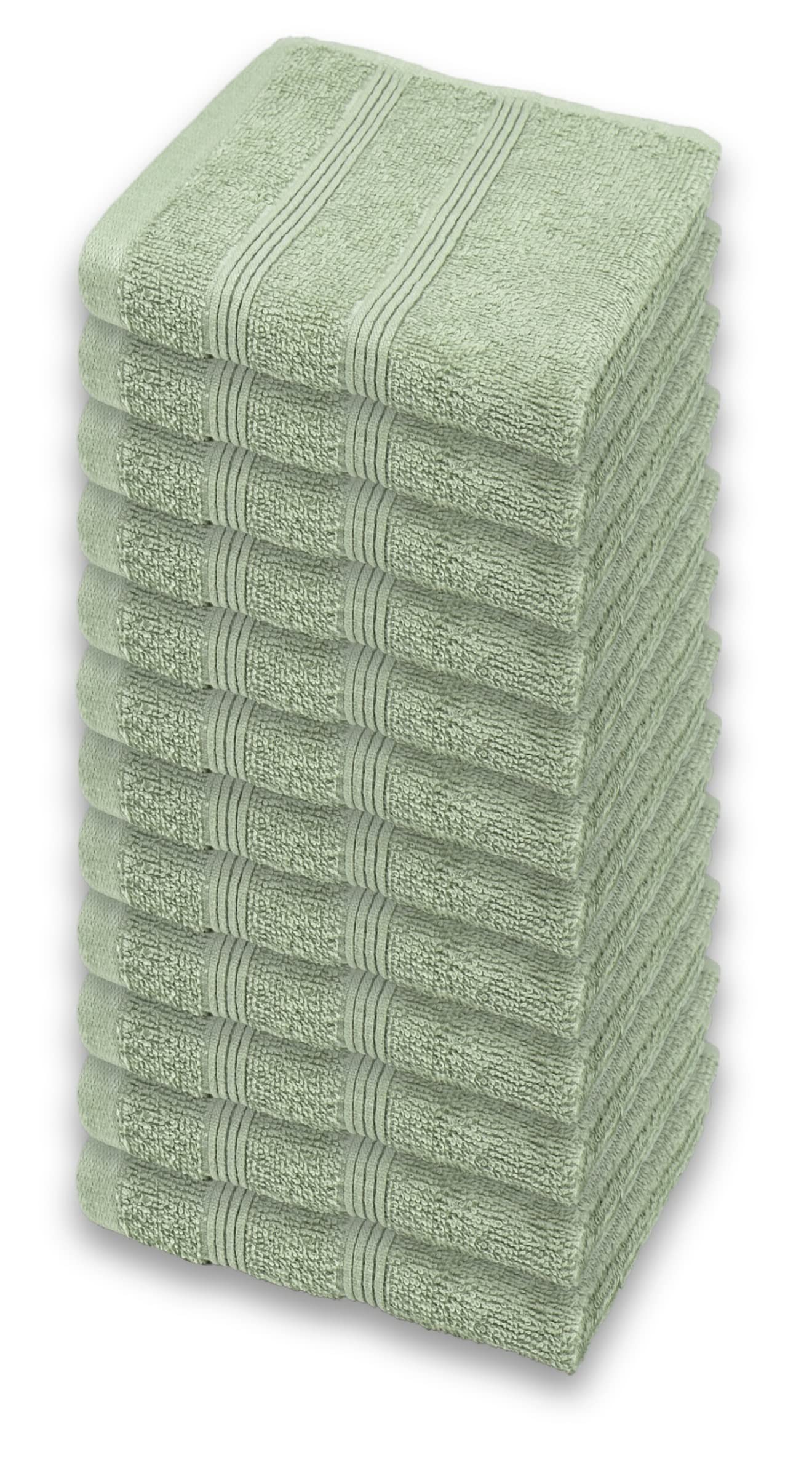 Kaufman - Premium Washcloth Set Of 12 (13X13 Inches) 100% Cotton Ring Spun, Highly Absorbent, Durable And Ultra Soft Feel Wash C