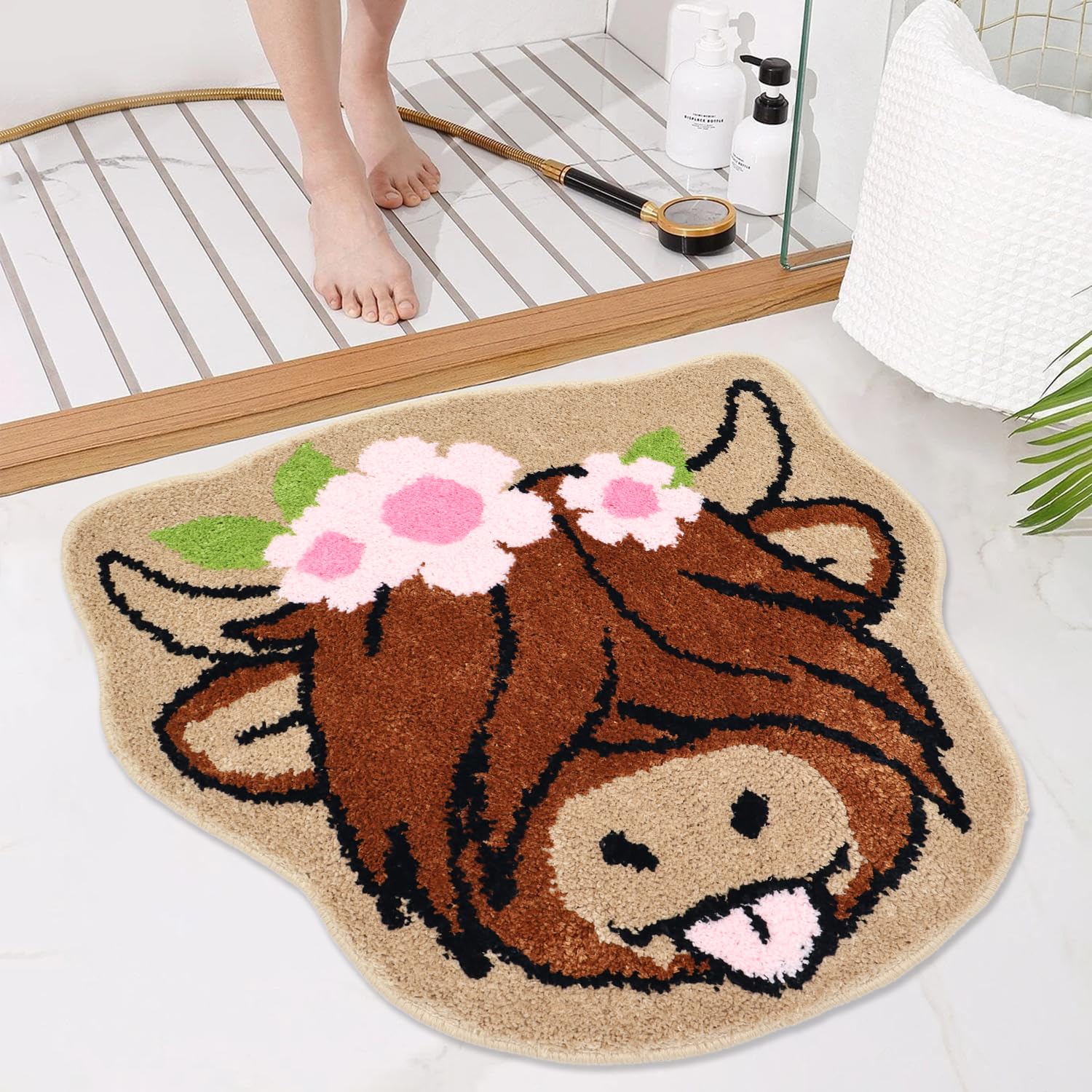 Oturgor Highland Cow Bath Mat Cow Bathroom Rug Floor Mat For Kitchen Bedroom Bathroom Decor 24''X27''