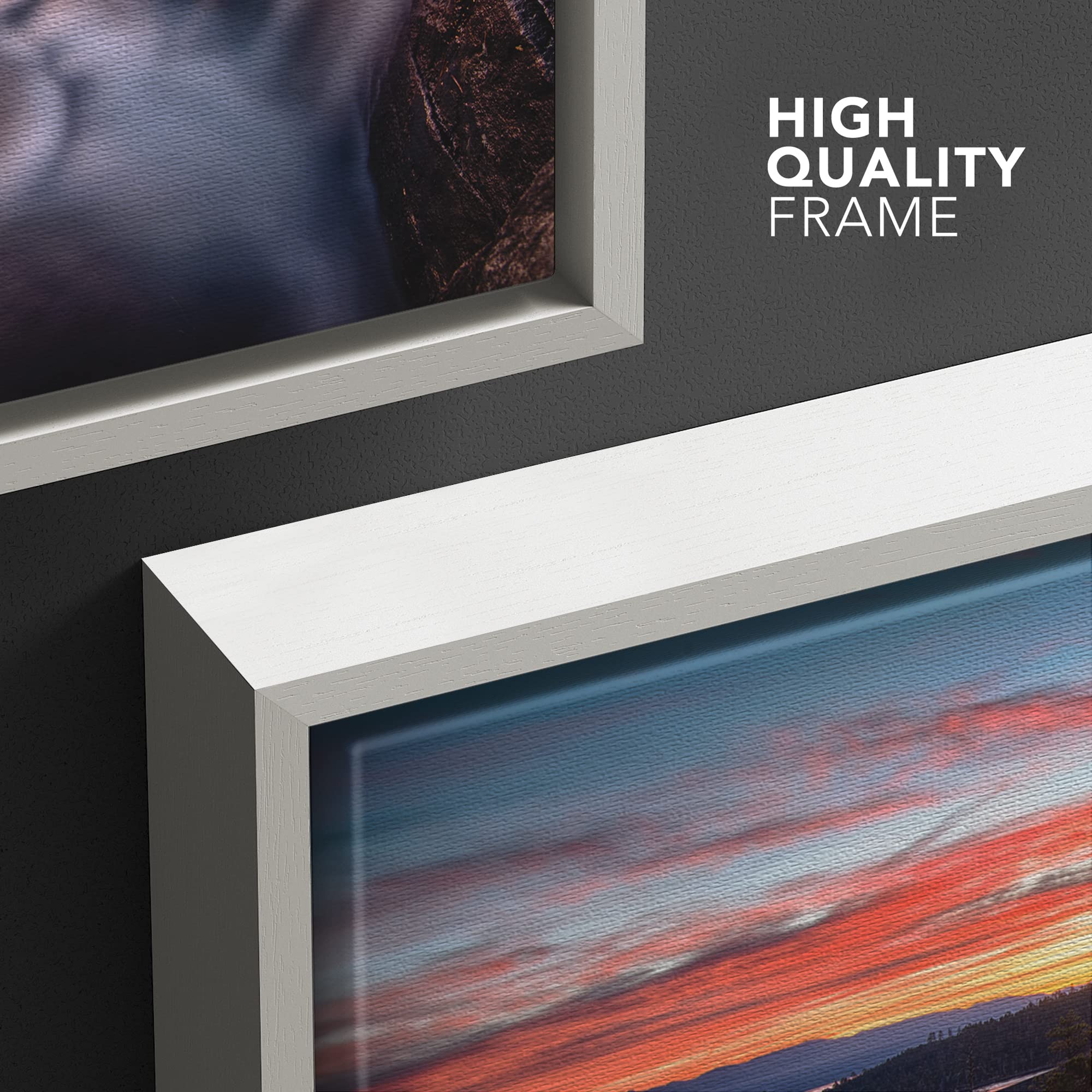 wall26 Framed Canvas Print Wall Art Water Rushes Over Lake at Sunset Nature Wilderness Photography Modern Rustic Scenic Relax/Calm Multicolor Colorful for Living Room  Bedroom  Office - 24''x36'' White