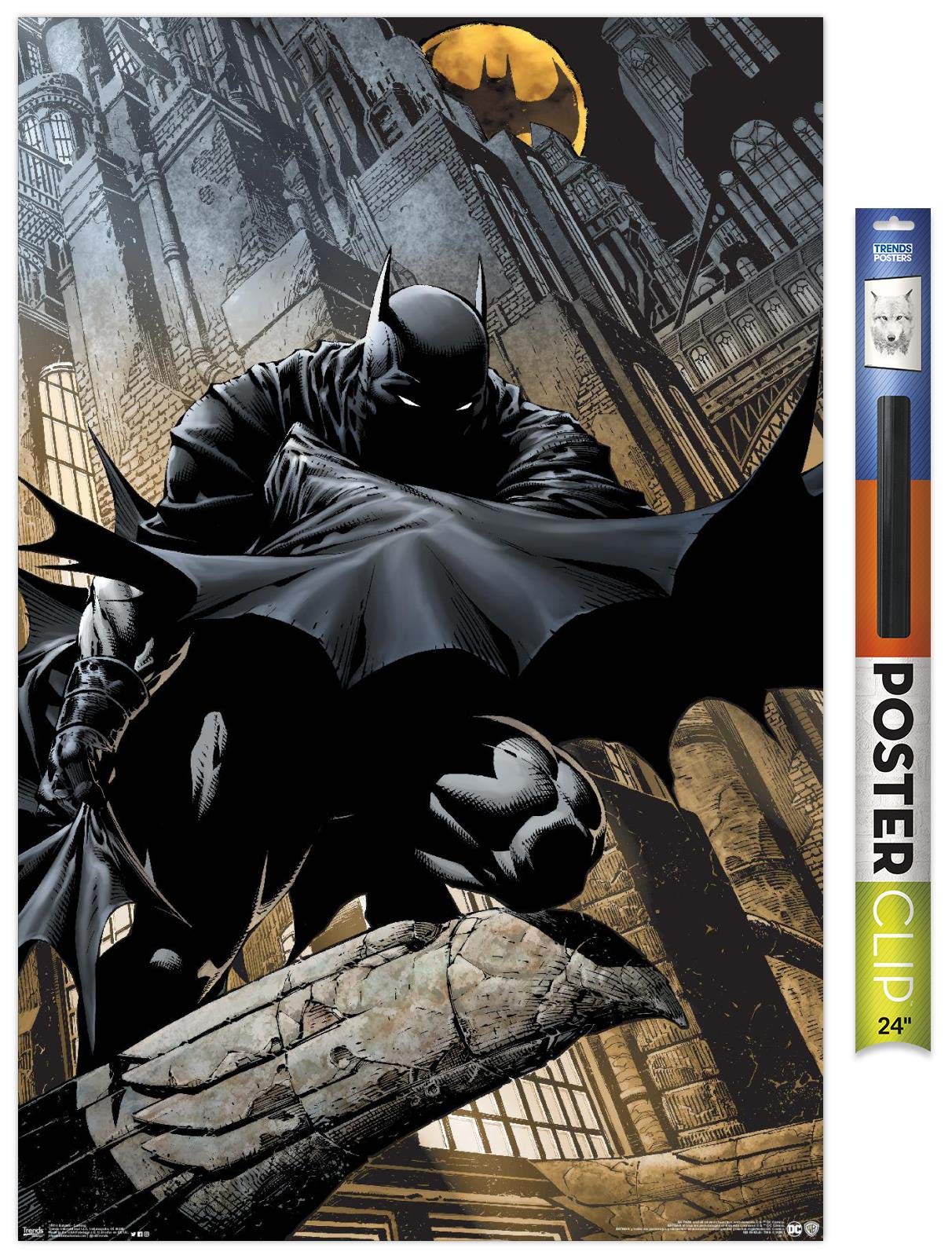 Trends International Dc Comics - Batman - Lurking Wall Poster, 22.375'' X 34'', Premium Poster & Clip Bundle