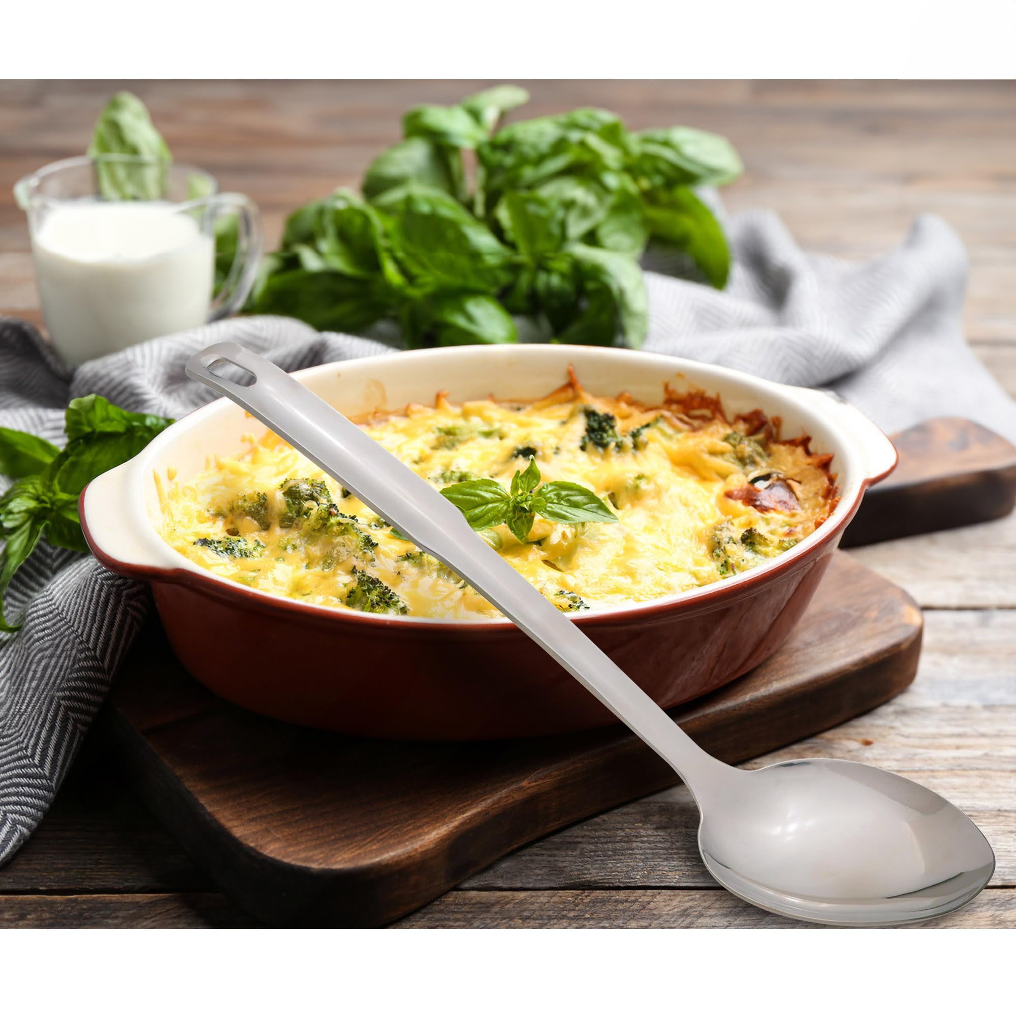 Hic Kitchen Essential Solid Serving Spoon With Long Handle, 18/8 Stainless Steel, 12.5-Inch