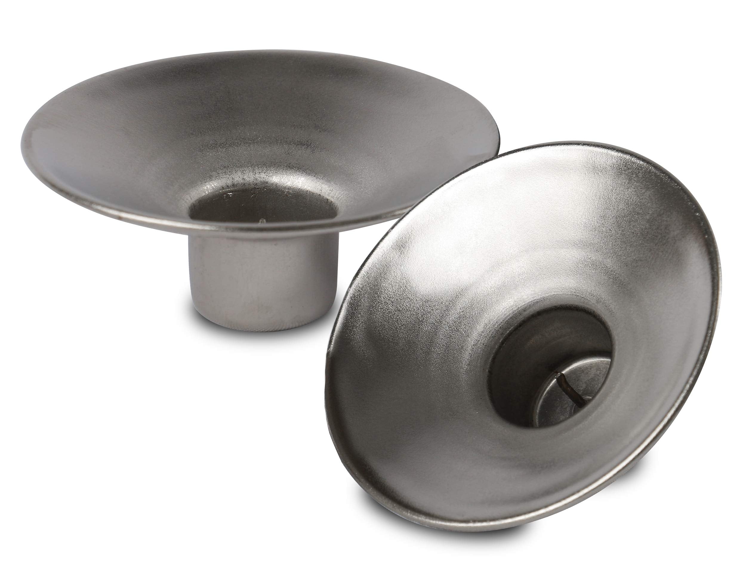 Hyoola Candle Drip Protectors Reusable Metal Candlestick Liners - Safety Pin Holds Candles in Place - Silver - 2 Pack