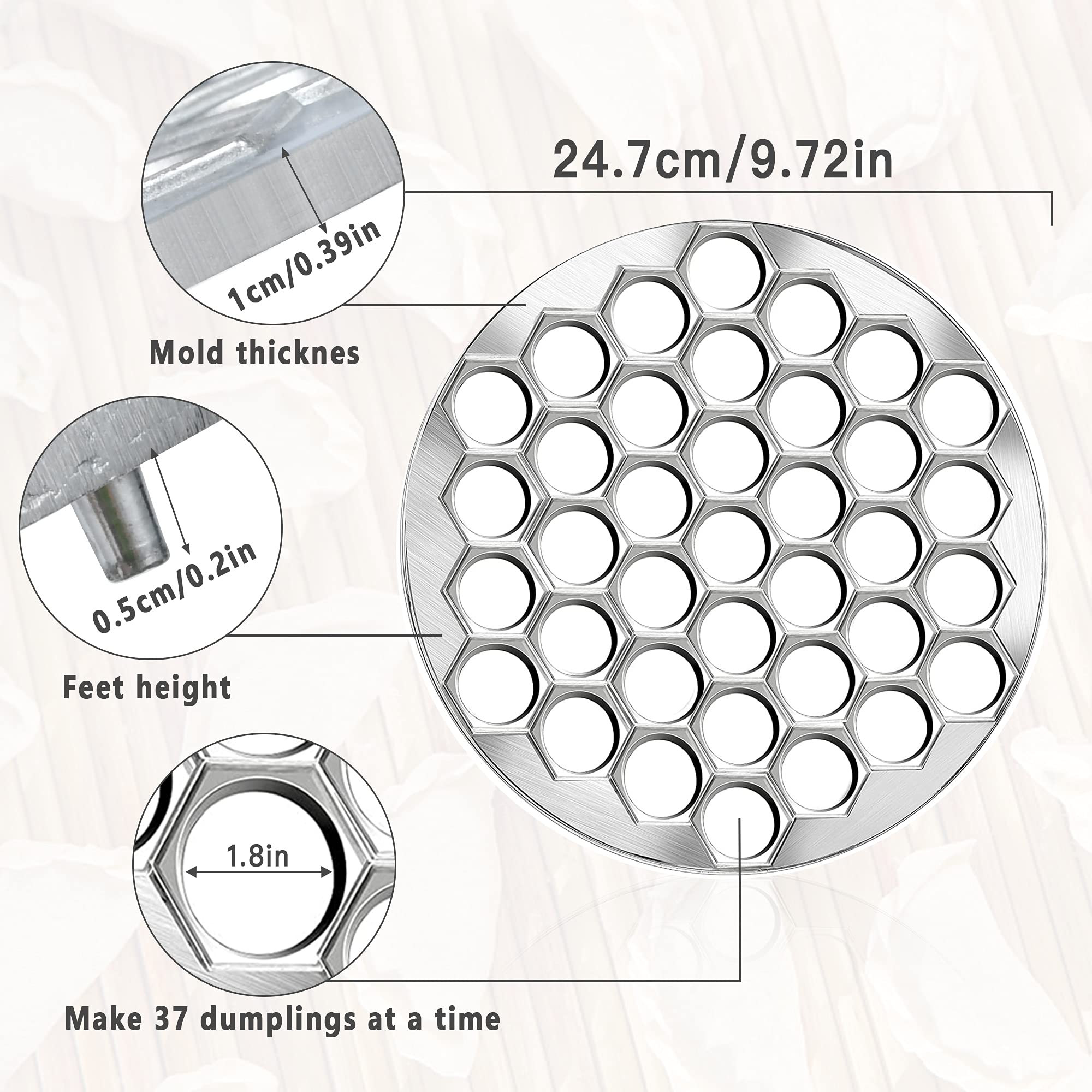 Worldity Ravioli Dumpling Mold, Food Grade Safe Dumplings Maker, Russian Pelmeni Maker With 37 Holes Double, Pastry Ravioli Whee