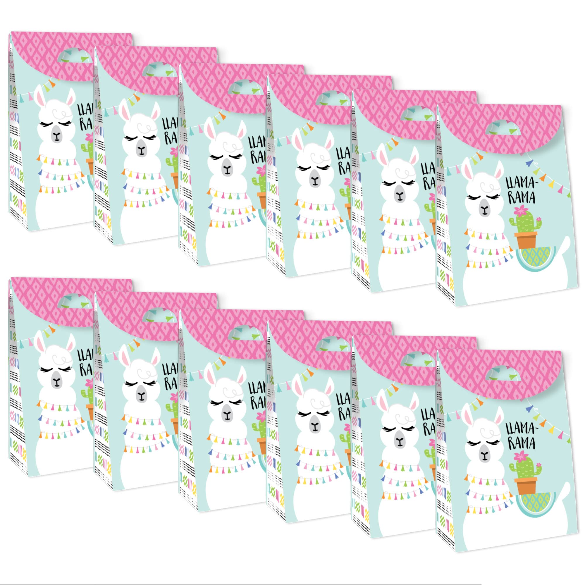 Big Dot Of Happiness Whole Llama Fun - Llama Fiesta Baby Shower Or Birthday Gift Favor Bag - Party Goodie Boxes - Set Of 12