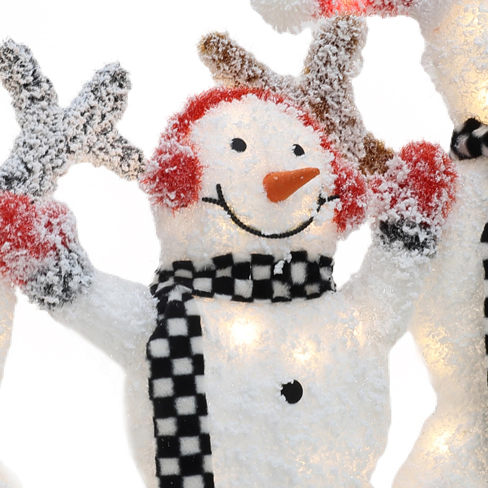 LuxenHome 3.5FT Lighted Snowman Family Outdoor Decorations, Prelit Frosted Snowman with Hat and Scarf, Illuminated Christmas Dec