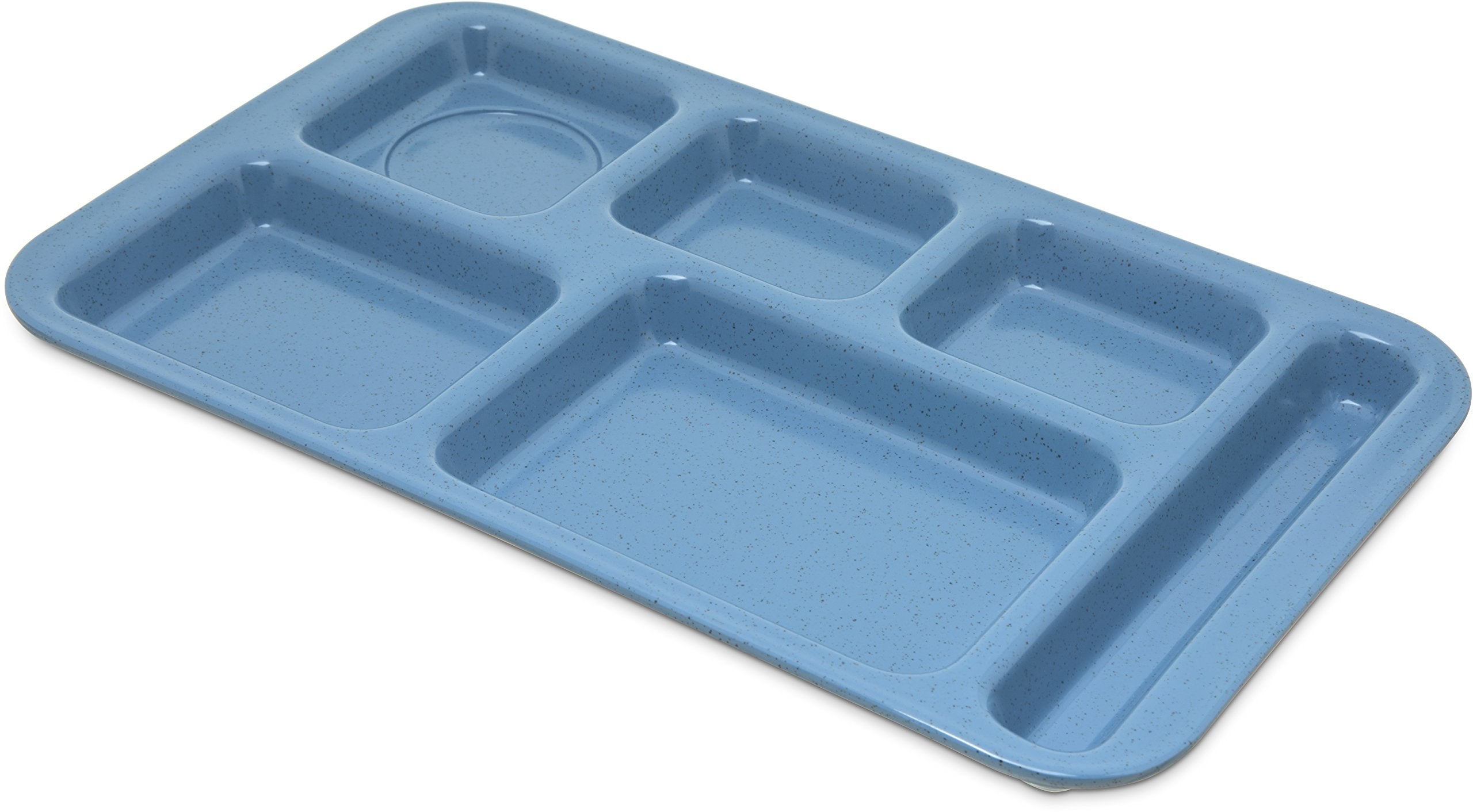 Carlisle FoodService Products Plastic Meal Tray Righ-Handed Heavyweight Lunch Tray with 6-Compartments for Schools, Cafeterias, 