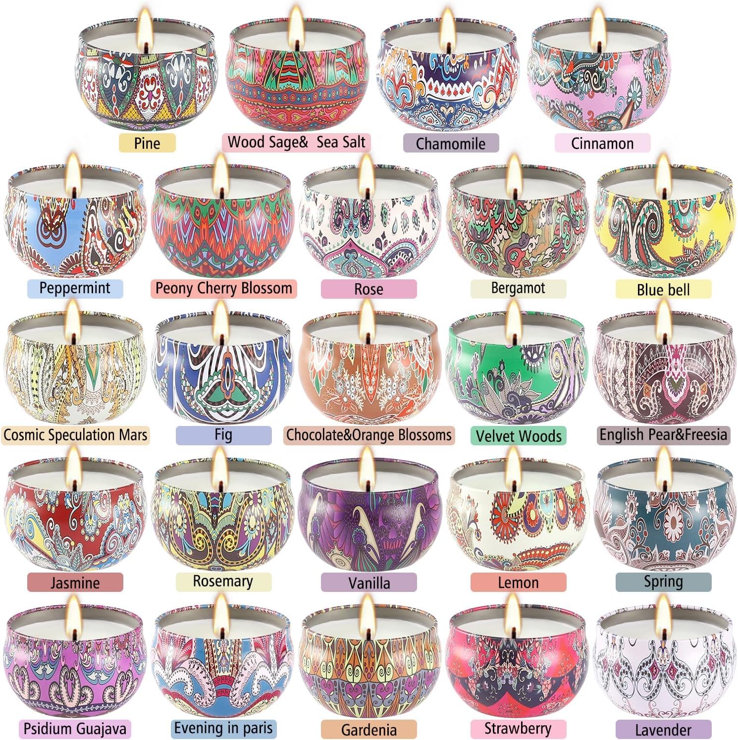 WPONSZU Scented Candles Gift Set, 2.5 oz Soy Wax Aromatherapy Candle for Home, Romantic Candles Gift for Mother Day Christmas Va