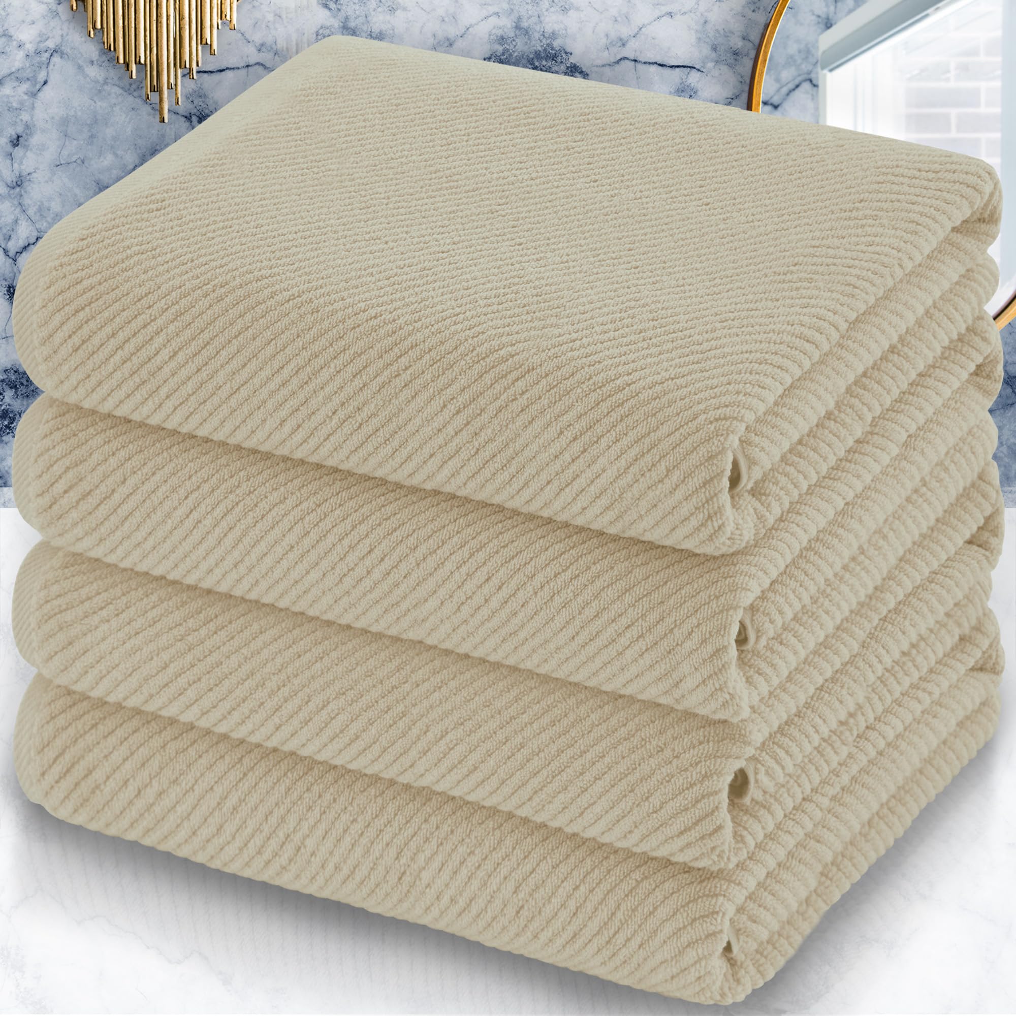 Voova & Movas Bath Towel Set, Large 30'' X 56'' - 100% Cotton | Quick Dry | Light Weight | Thick | Soft | Absorb, Lightweight Ba