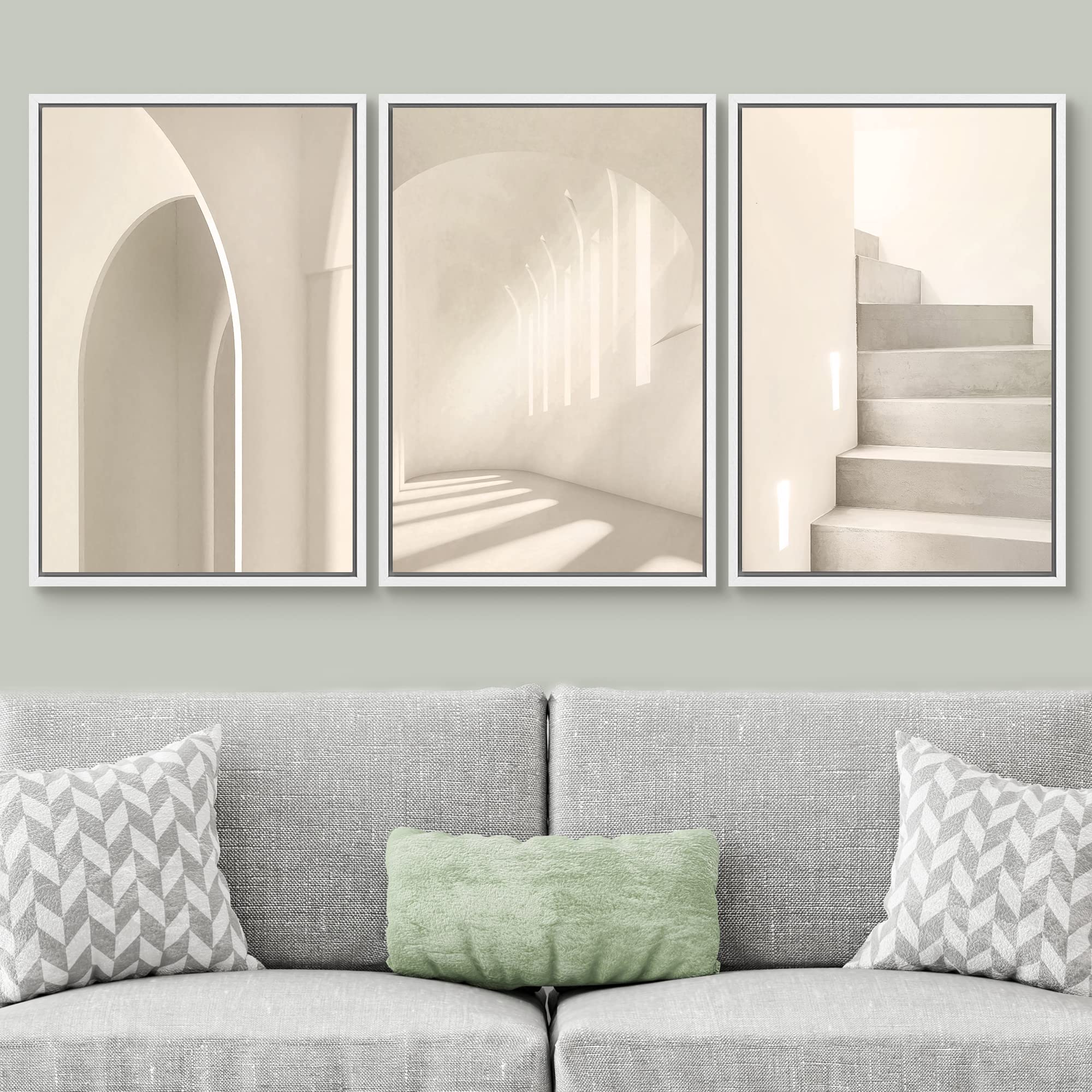 Signwin Framed Canvas Print Wall Art Set Geometric Duotone Architecture Variety Abstract Shapes Illustrations Modern Art Decorat