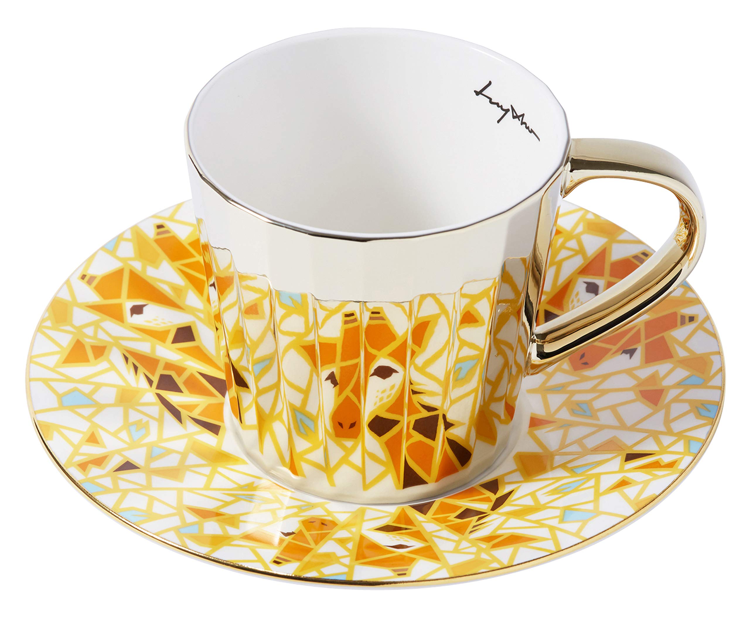 Luycho] Angled Mirror Cup & Saucer_Rothschilds Giraffe_11Oz