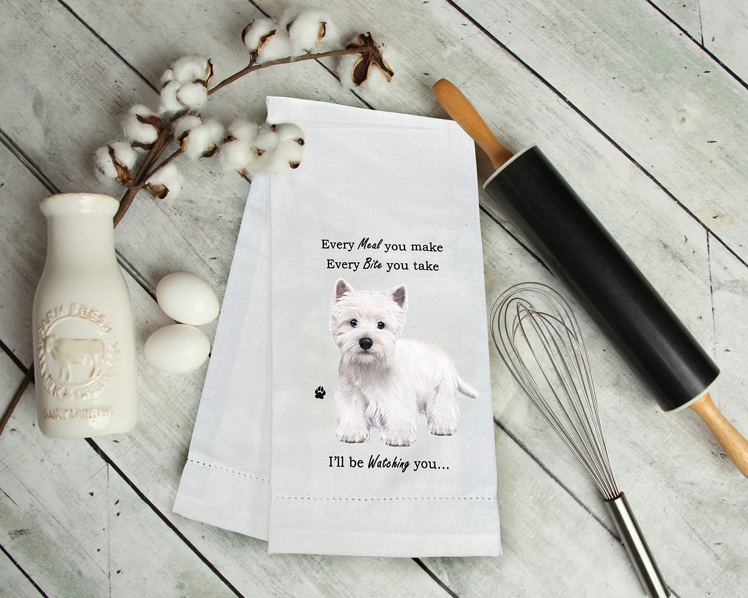 Westie Kitchen Towel - Soft Highly Absorbent - Westie Gifts - Dish Towels For Washing Dishes - Tea Towels - Reusable - Quick Dry