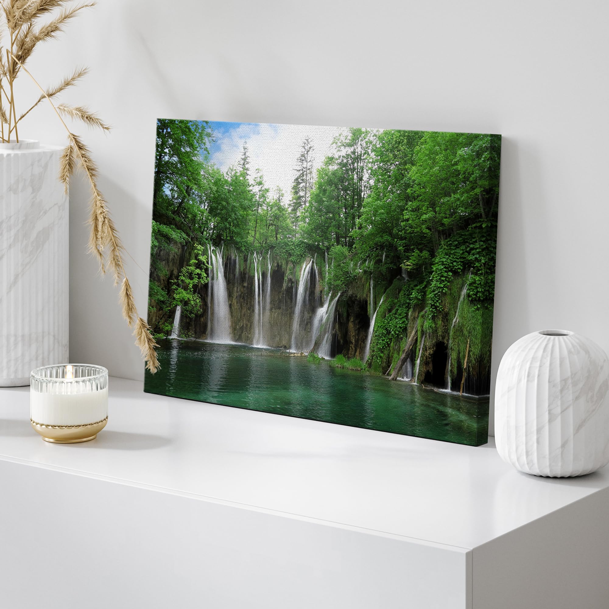 Wall26 Canvas Print Wall Art Green Forest Waterfall In Croatia Park Nature Wilderness Photography Modern Art Rustic Scenic Color