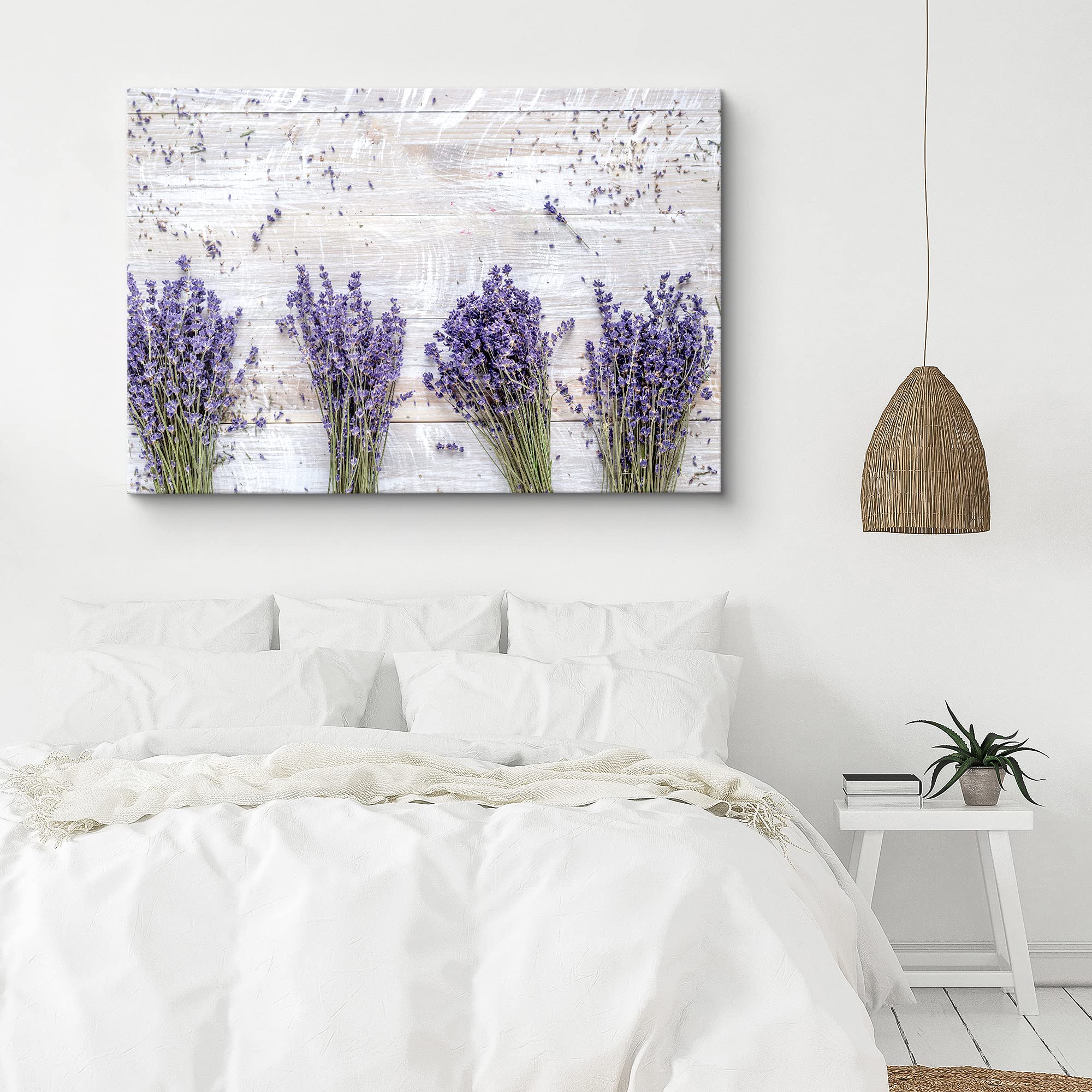 Signford Canvas Print Wall Art Lavender Bunches On Wooden Table Floral Plants Photography Modern Art Rustic Landscape Multicolor