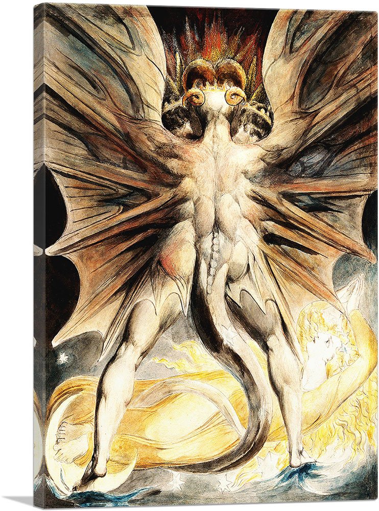 Artcanvas The Great Red Dragon And The Woman Clothed In Sun Canvas Art Print Stretched Framed Painting Picture Poster Giclee Wal