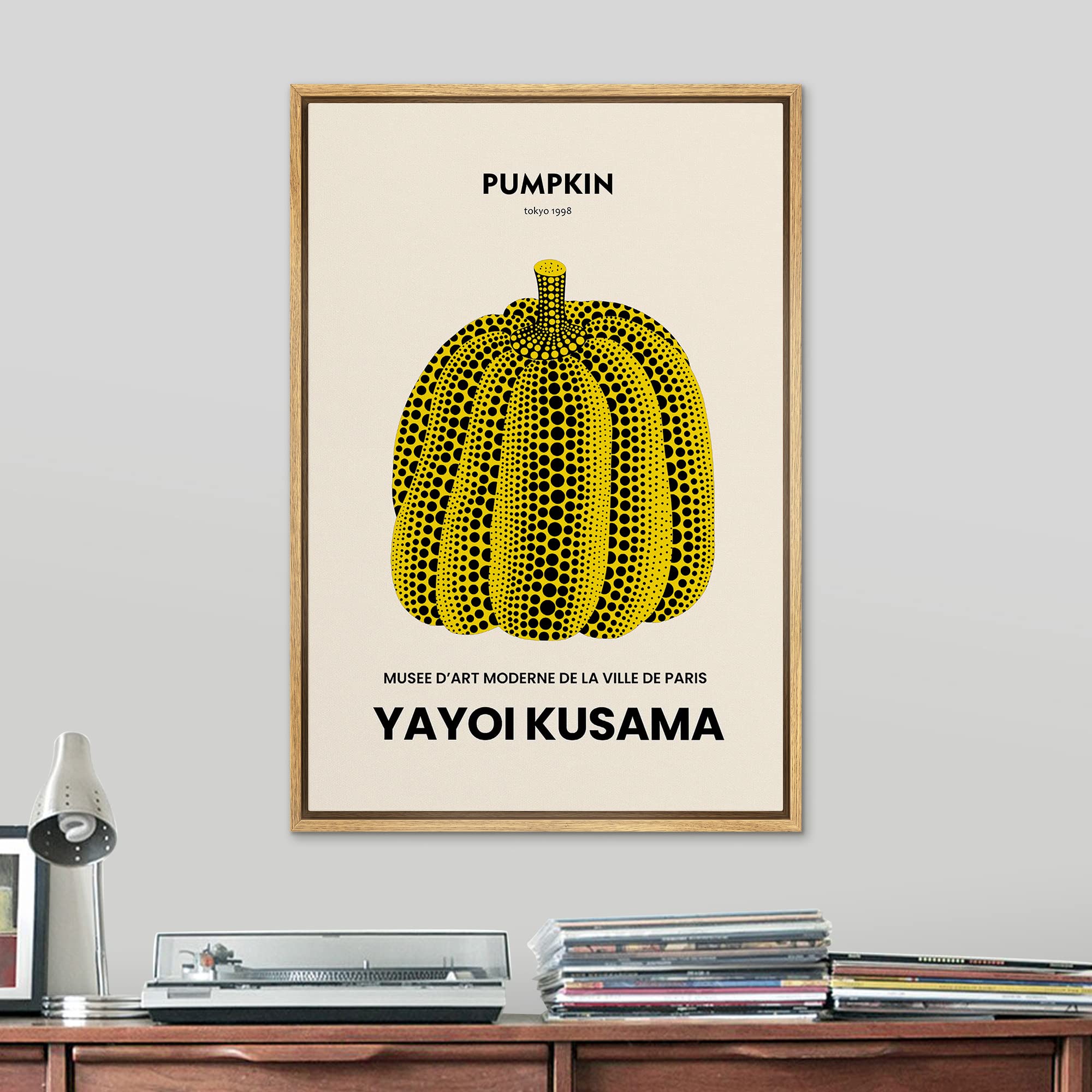 Signleader Framed Canvas Print Wall Art Japanese Pumpkin Yayoi Kusama Nature Wilderness Illustrations Fine Art Rustic Scenic Rel