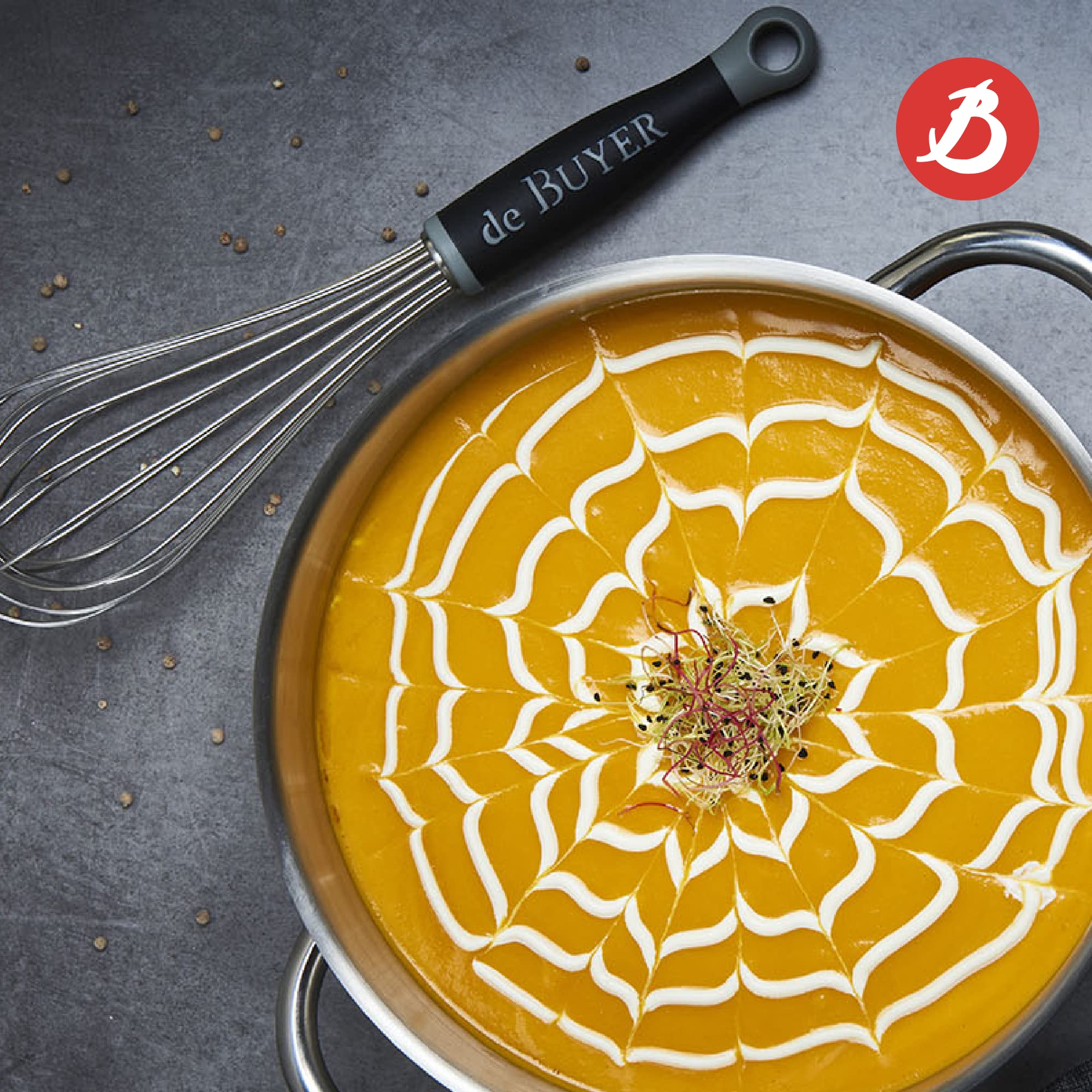 De Buyer Goma Universal Whisk - 8    - Ideal For Whisking Eggs, Sauces & Emulsions - Designed For Heavy, Frequent Use - Ergonomi