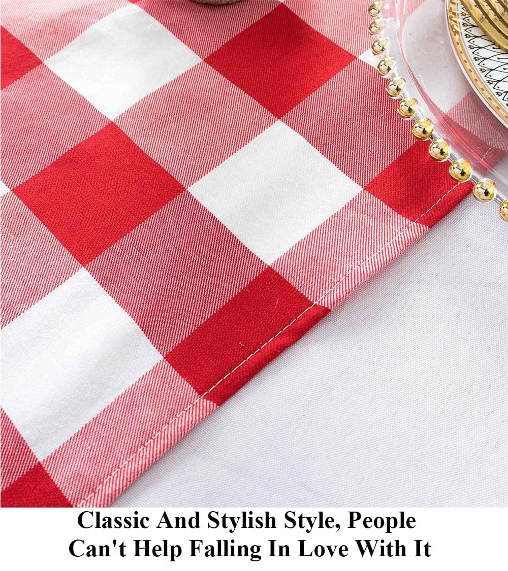 Partisout Buffalo Check Table Runner 72 Inch Red And White Checked Table Runner With Tassel Bluffalo Plaid Table Runners Washabl