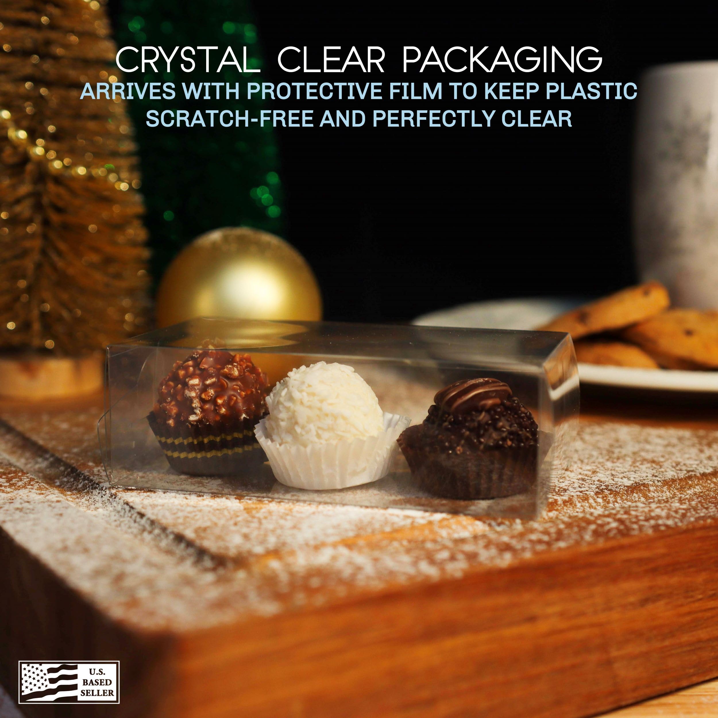 Lot45 Macaron Boxes For 2-100 Pack Of 4 X 2 X 1 Inch Clear Favor Boxes - Side By Side Macaron Box For Wedding Or Party Favors -