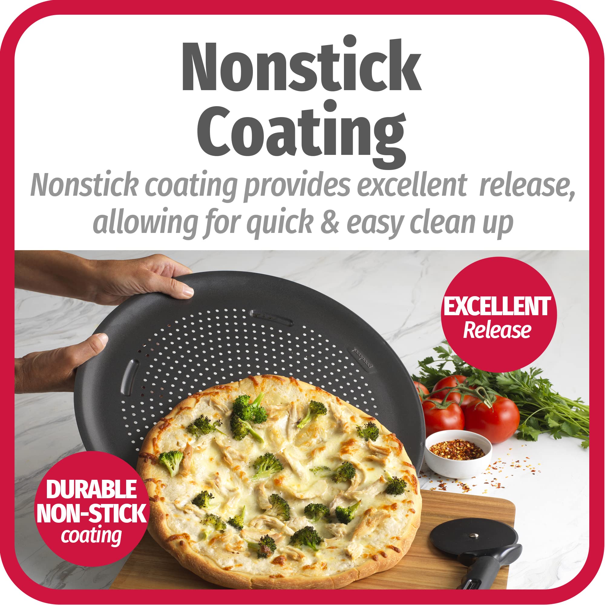 Goodcook Airperfect Nonstick 16    Pizza Pan - Set Of 2 - Pizza Trays For Oven, Perforated Round Pizza Pan, Carbon Steel Baking