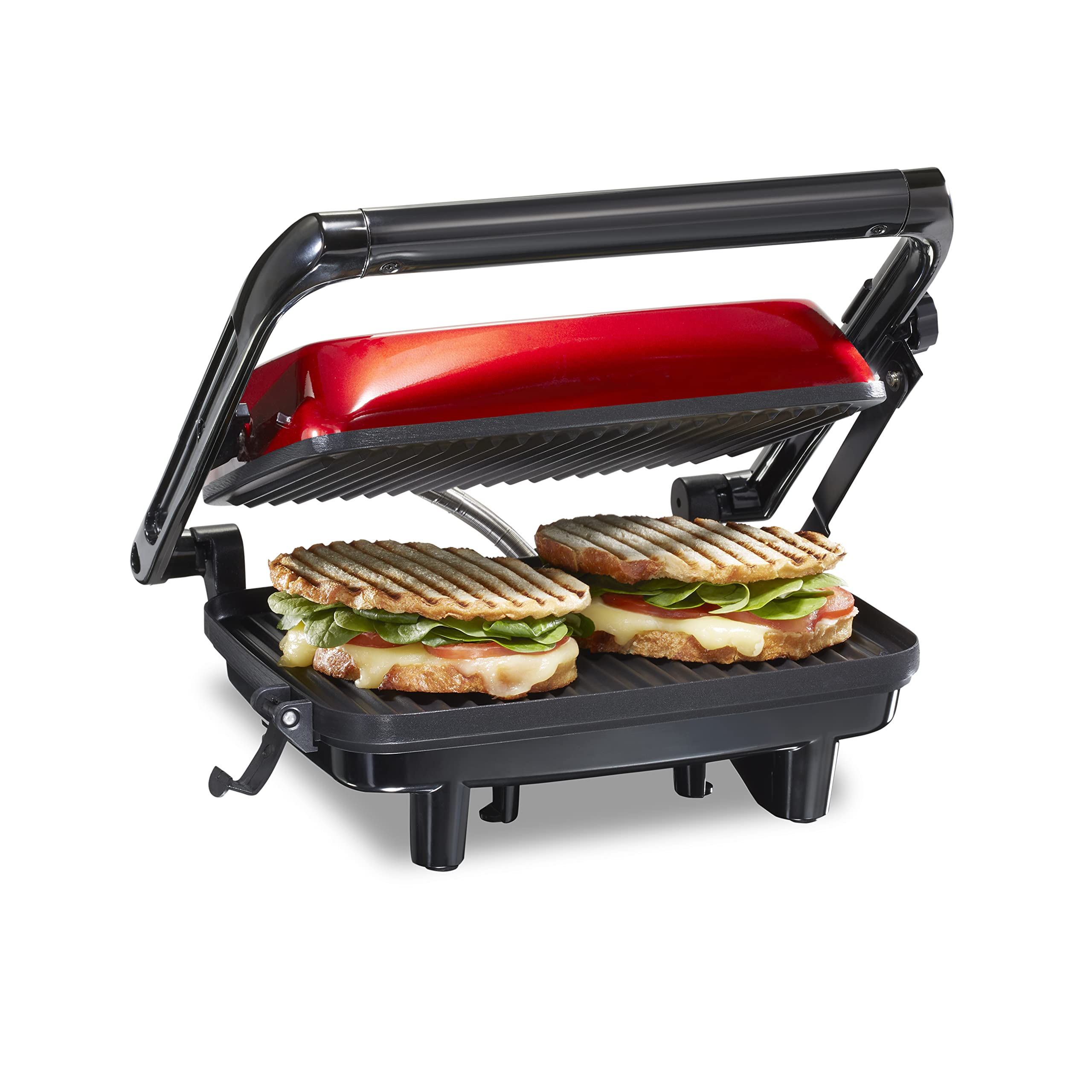 Hamilton Beach Panini Press Sandwich Maker & Electric Indoor Grill with Locking Lid, Opens Wide to Fit Any Thickness for Quesadi