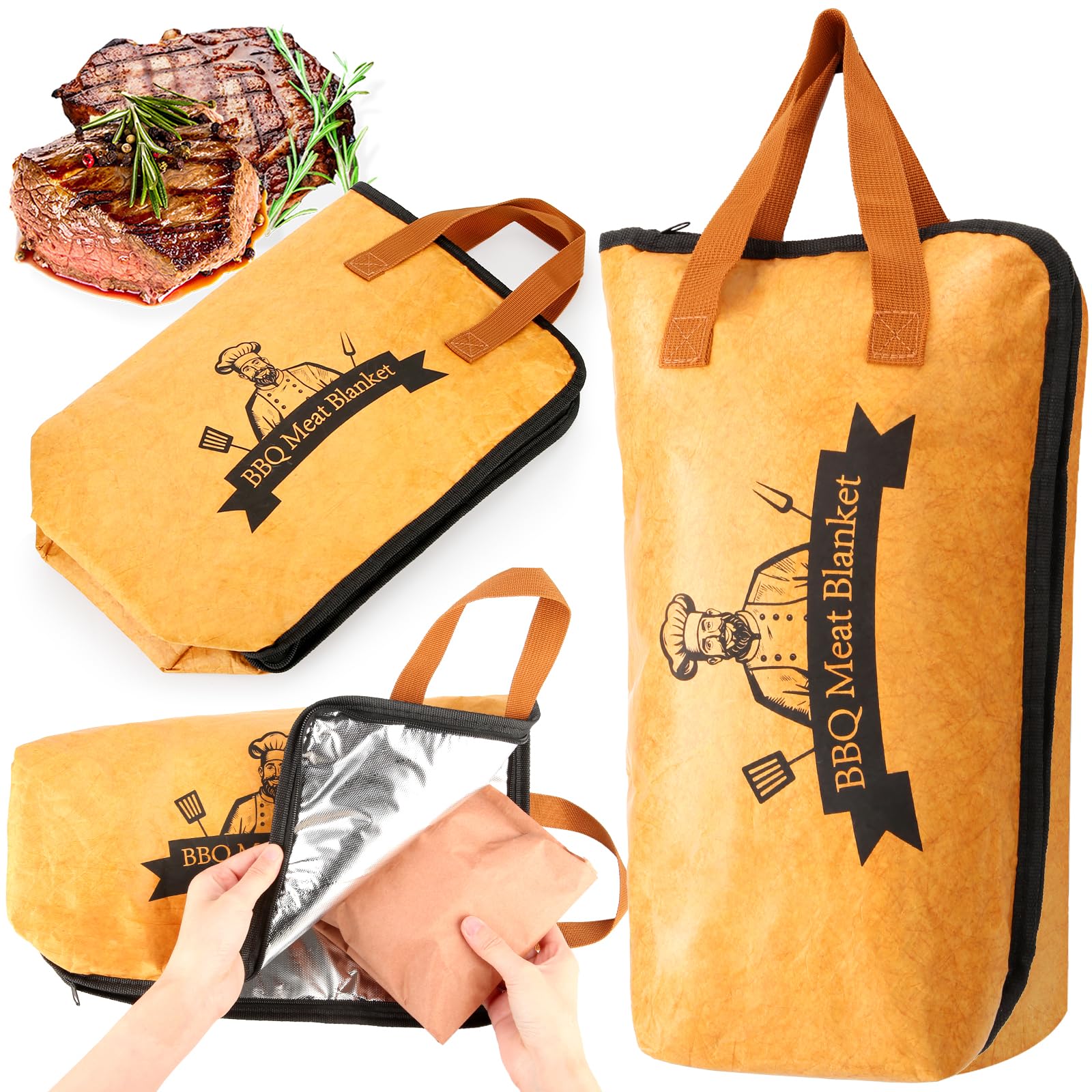 BBQ Blanket for Resting Meat,Reusable Smoker Grilling Meat Insulated Resting Bag with Wide Mouth for Large Brisket/Beef/Pork Sho