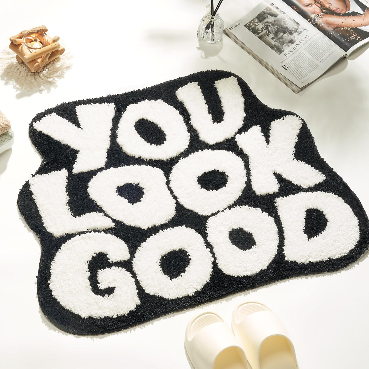 Dyefury ?????????? ????'' ??????'' You Look Good Bath Mat Cute Cool Bathroom Rugs Funny Bathroom Mats Fun Funky Bathroom Decor N