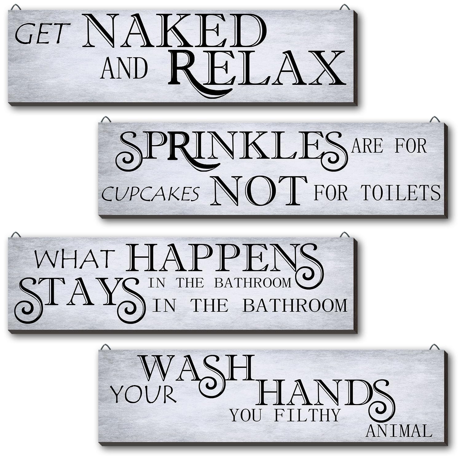 Advanced Blue Bathroom Wall Decor 4 Pieces Funny Bathroom Rules Signs Decor - Farmhouse Vintage Wall Decor -Wall Art Home Laundr