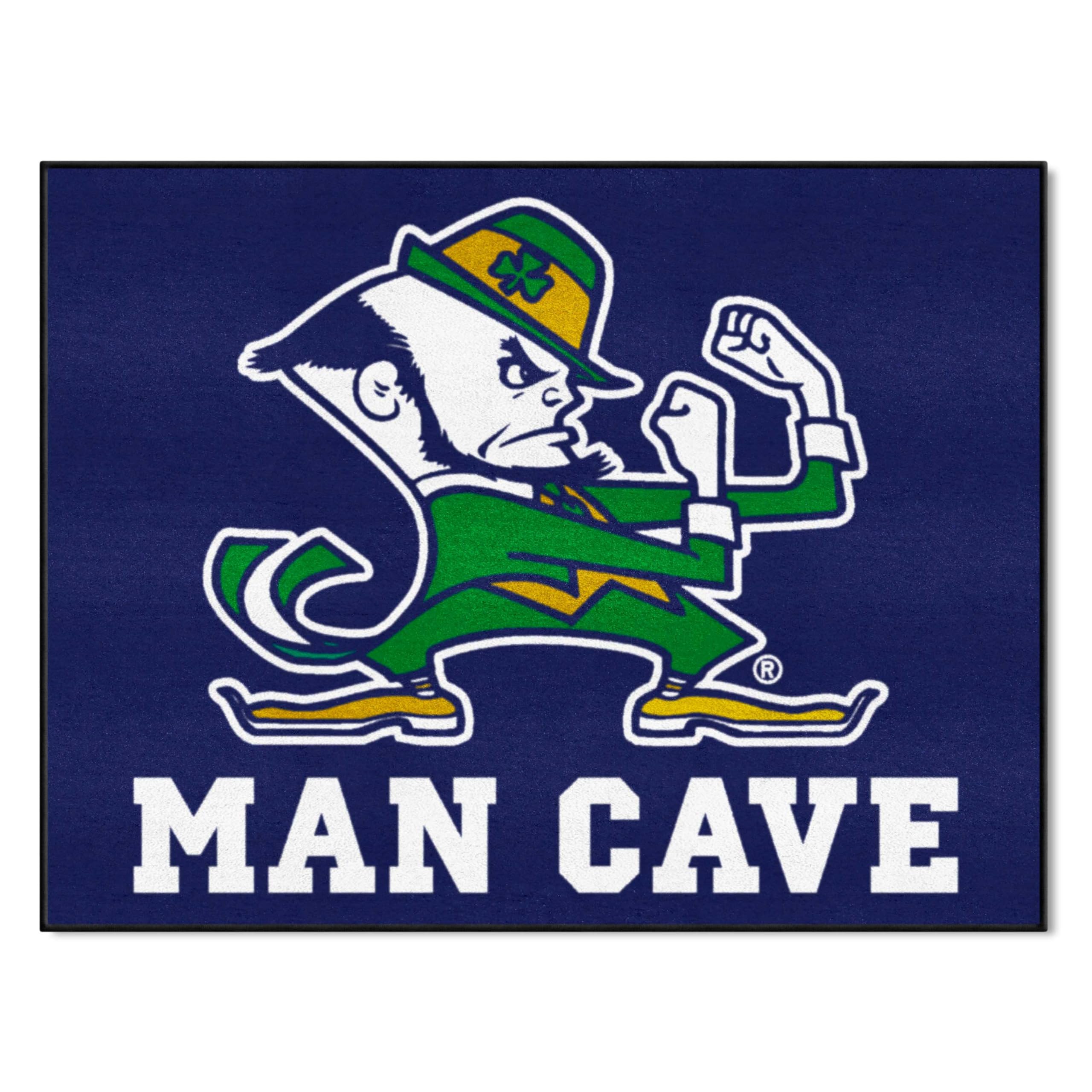 FANMATS 22931 Notre Dame Fighting Irish Man Cave All-Star Rug - 34 in. x 42.5 in. - Leprechaun Alternate Logo