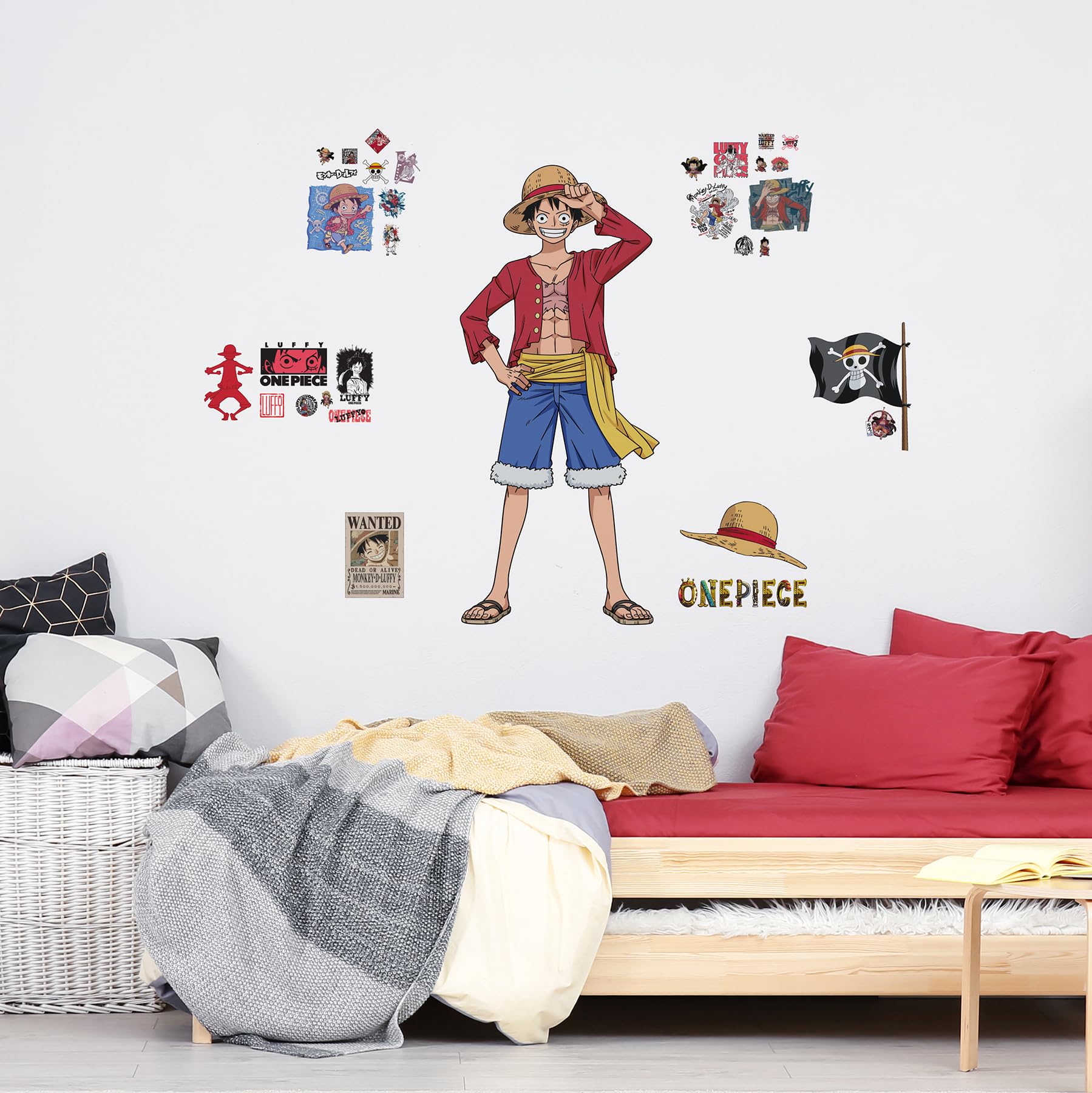 Roommates Rmk5439Gm One Piece Luffy Wall Decal, Red