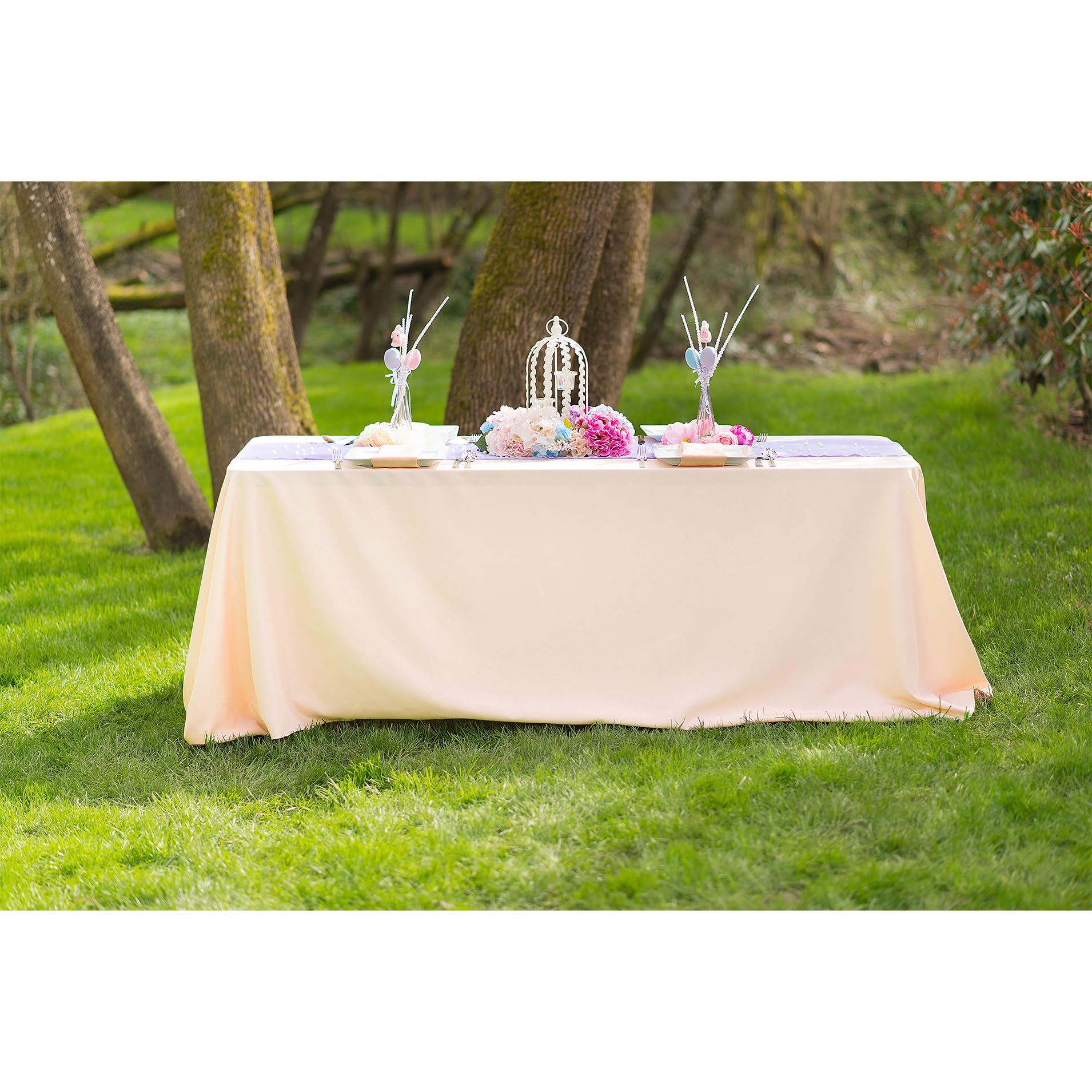 Ltc Linens 2-Pack Rectangular Tablecloths 90 In X 132 In With Rounded Corners - Peach Table Cloths For 6 Ft Rectangle Tables Flo