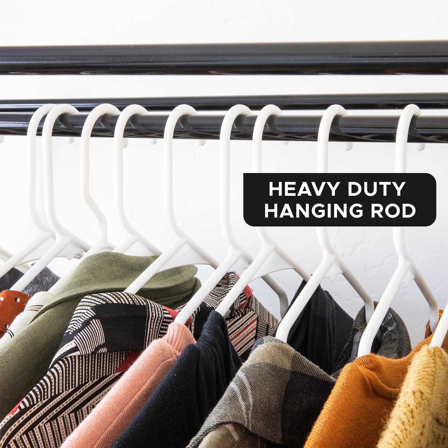 Holdn Storage Portable Wardrobe Closet, Large - Premium Heavy Duty Metal Hanging Rod With Black Cover- 50 Lb. Weight Capacity- S