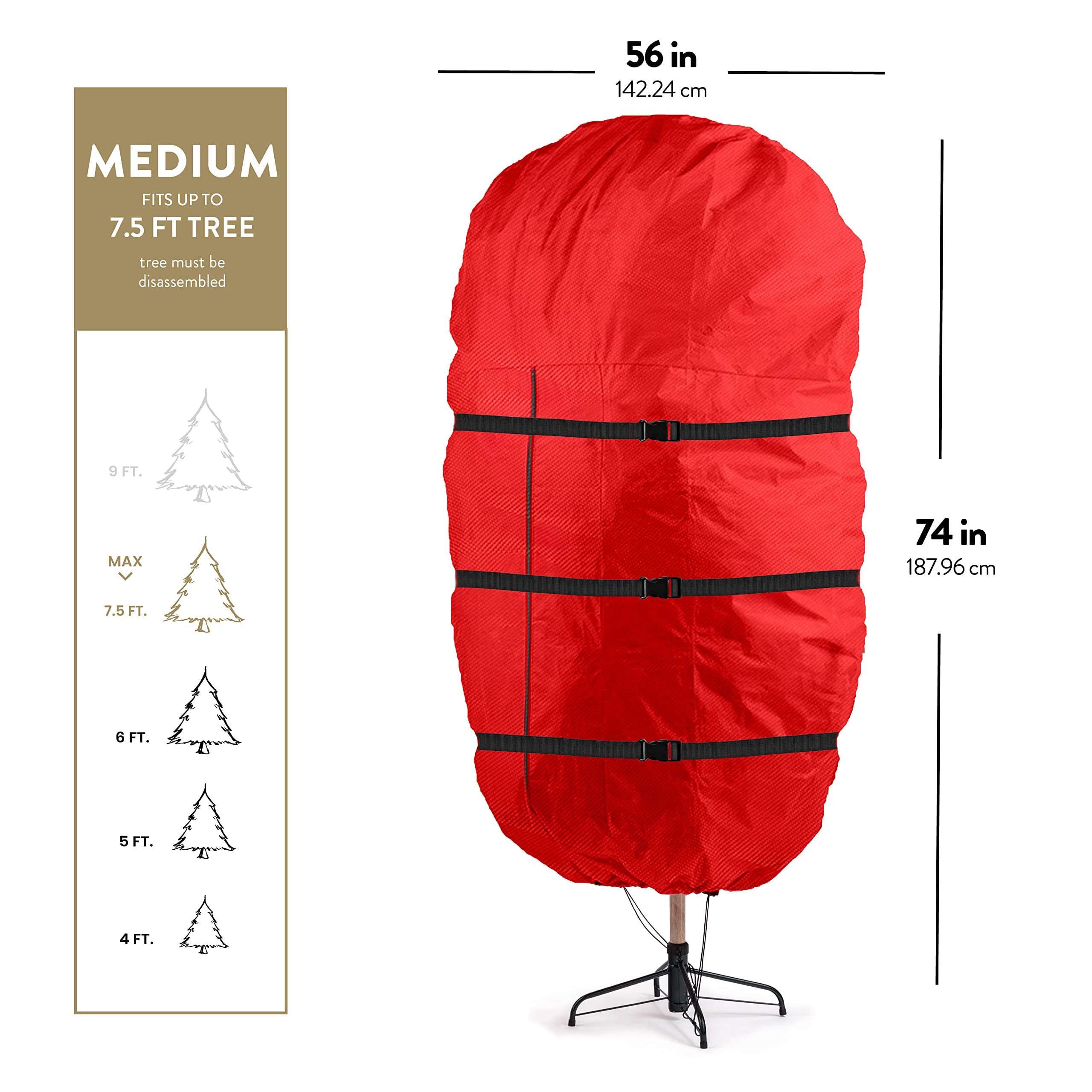 Zober Upright Tree Storage Bag for Christmas Trees of 7.5ft. Tall, Tree Bag Is Made Of Tear Proof 600D Oxford; Comes With Drawst