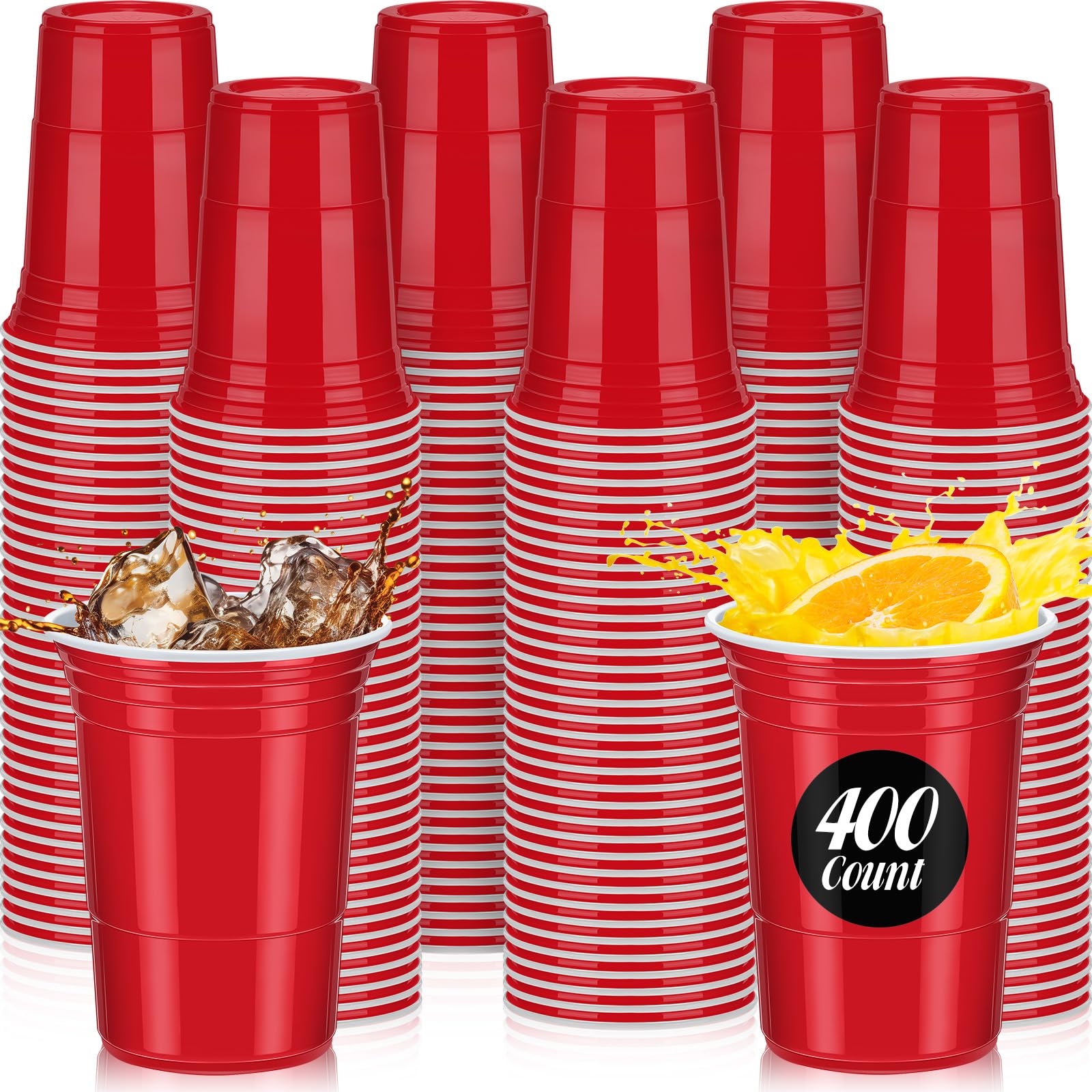 Mifoci 400 Pcs 16 oz Disposable Cups Bulk Large Plastic Cups Pack for Christmas Halloween Thanksgiving wedding Drinks Soda Punch