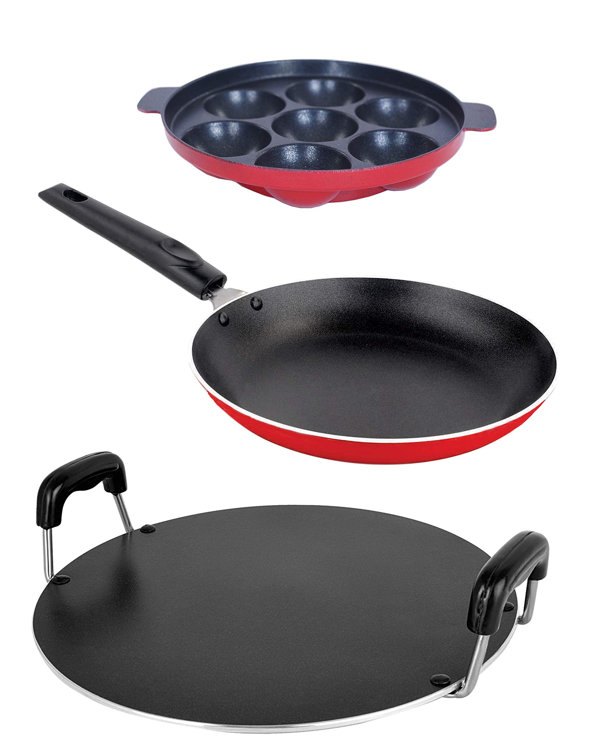 Nirlon NonStick Aluminium 3 Piece Gas Compatible Cookware Essential Gift Set