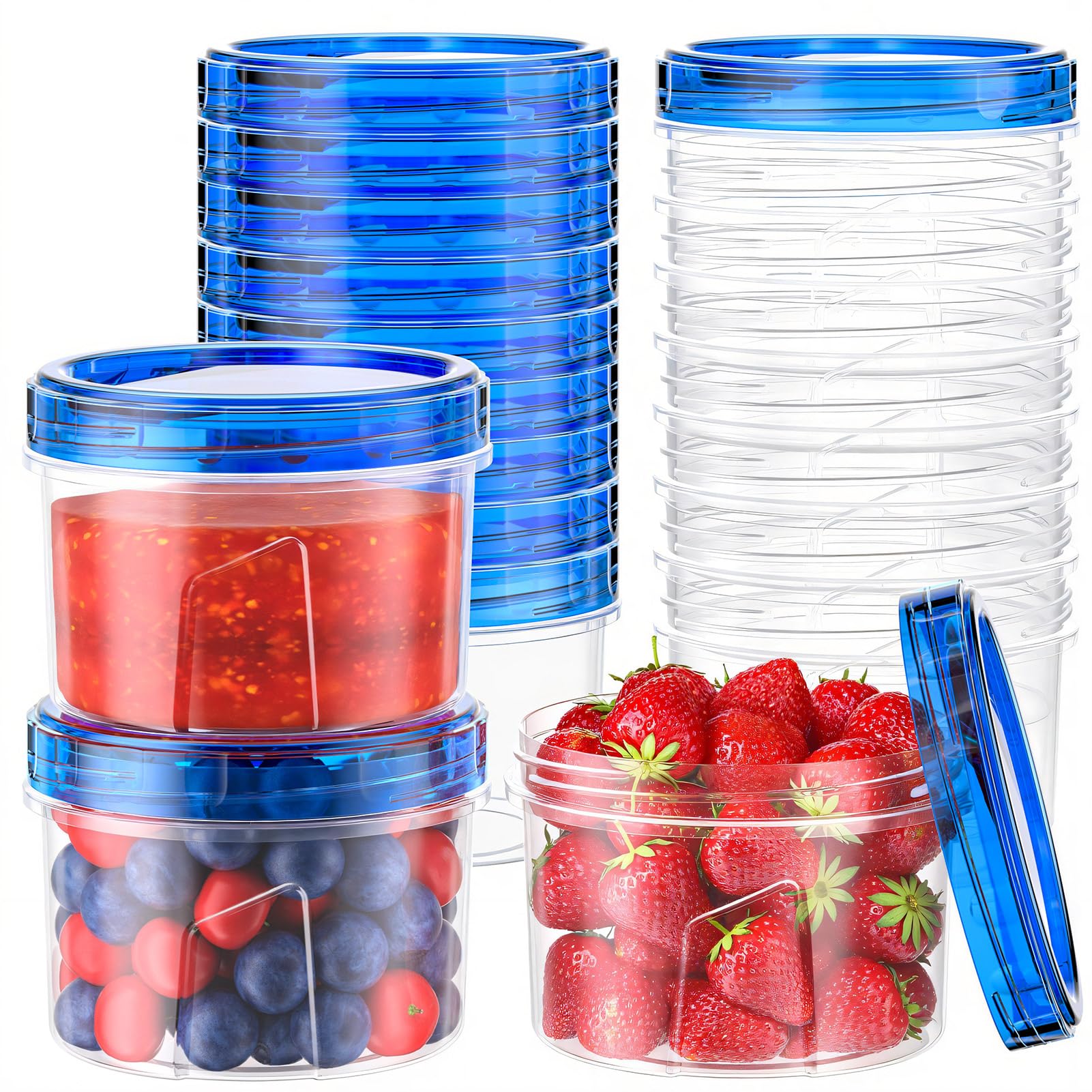 12 Pack-16 OZ Freezer Storage Containers, Small Plastic Containers with Twist Top Lids, BPA Free Food Storage Containers, Reusab