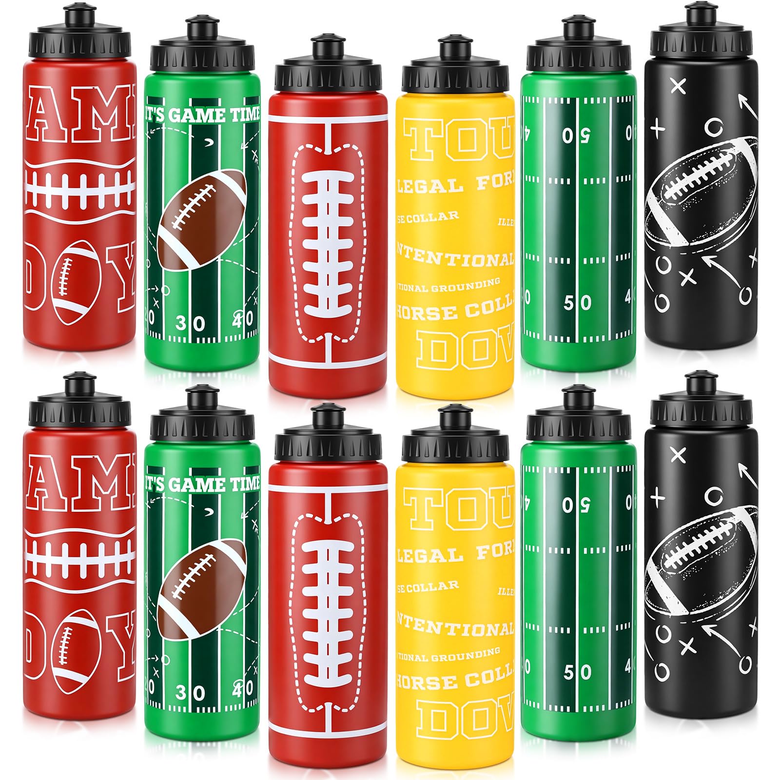 Skybooly 12 Pack 20 oz Football Squeeze Water Bottles Bulk, Game Day
