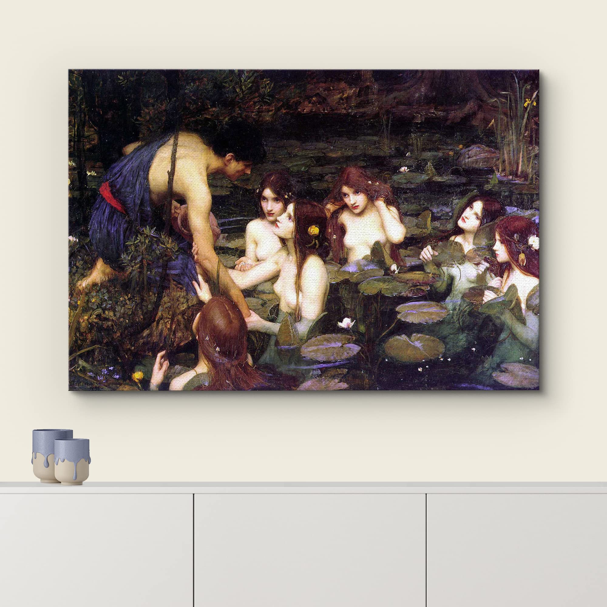 Hylas And The Nymphs (1896) By John William Waterhouse - Canvas Print Wall Art Famous Painting Reproduction - 24'' X 36''