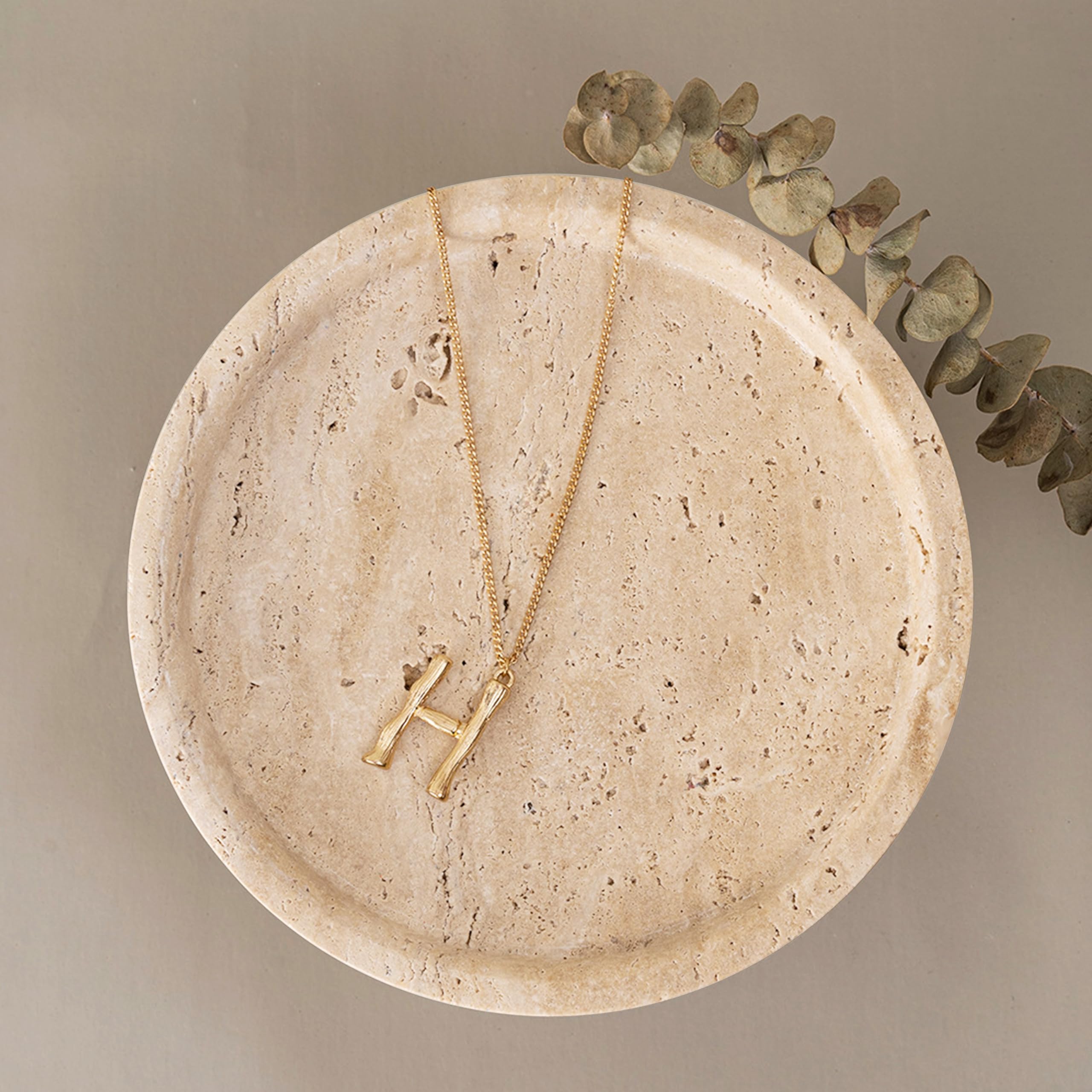 Real Travertine Tray For Jewelry, 7.9 Inch Round Marble Tray Trinket Dish, Vanity Tray For WomenS Gift, Decorative Tray For Bat