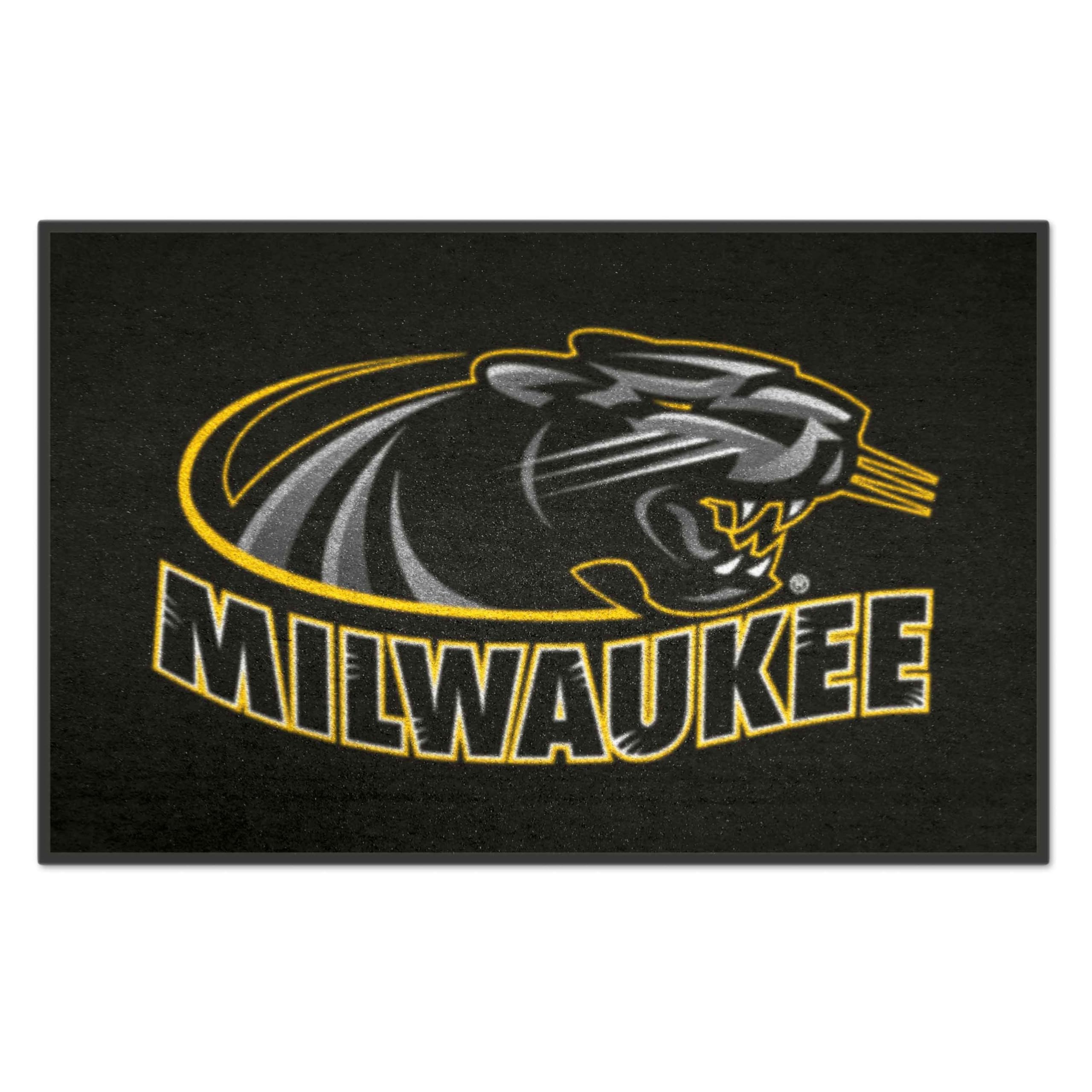 FANMATS 557 University of Wisconsin-Milwaukee All-Star Mat | Black | 33.75x42.5 | Panther Head with Wordmark Primary Logo