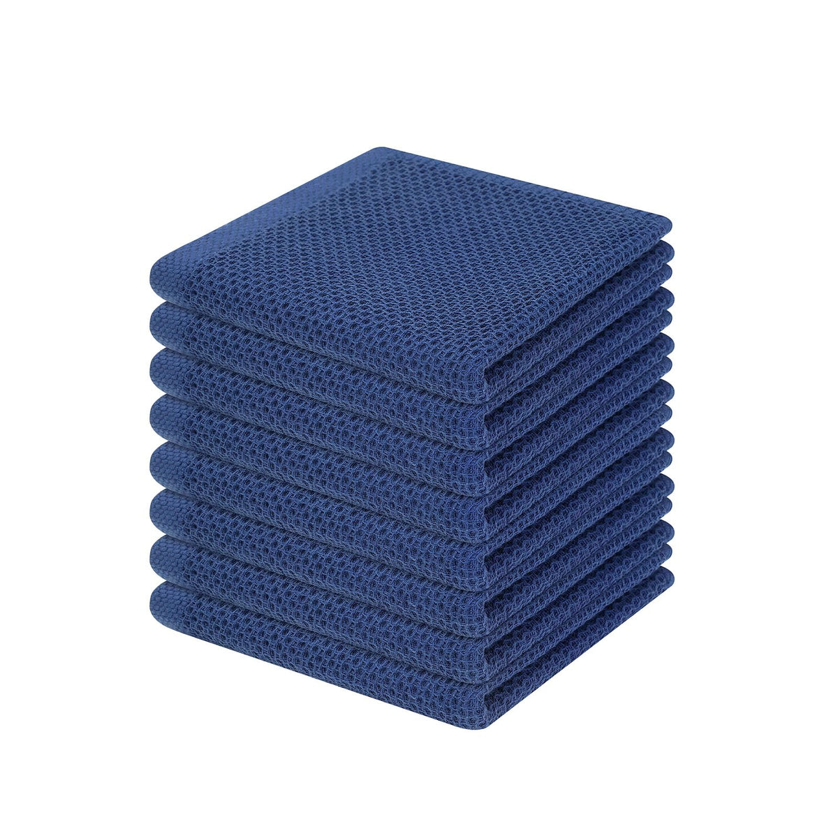 Homaxy 100% Cotton Waffle Weave Kitchen Dish Cloths, Ultra Soft Absorbent Quick Drying Dish Towels, 12 X 12 Inches, 8-Pack, Navy