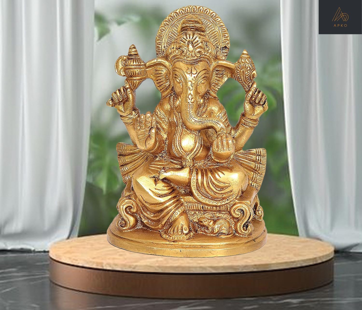 Apko Brass Ganesha Idol Mangalkari Sitting Ganesh Bhagwan Statue God Ganpati Murti For Home Entrance Pooja Dcor Good Luck Vastu 