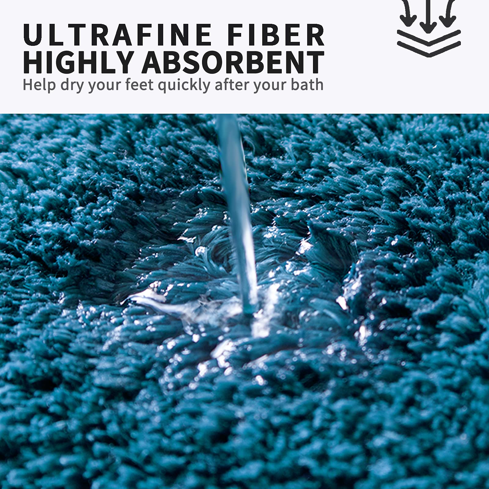 FIFU Bathroom Rugs Non-Slip  Soft & Shaggy Bath Mats for Bathroom Floor  Tub and Sink  Absorbent and Machine Washable  17x24 Inches Peacock Blue